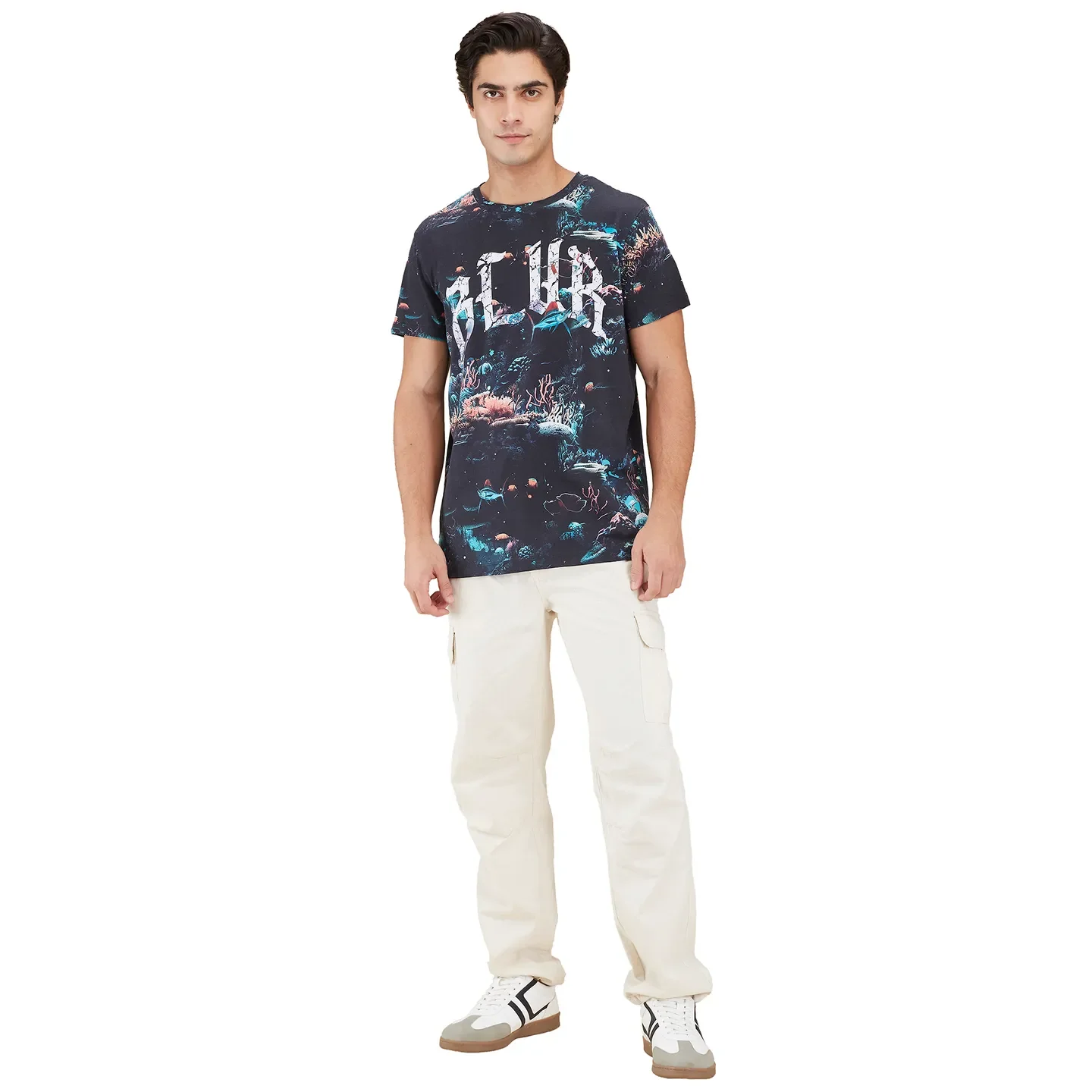 Black Easy Fit Round Neck Men's T-Shirt by Being Human Clothing - Image 2