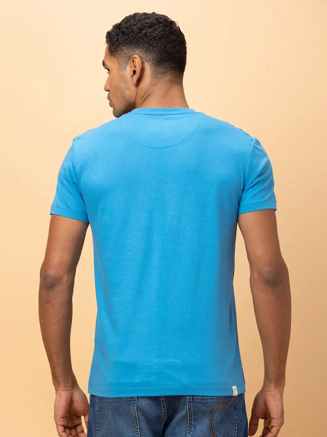 Blue Regular Fit Round Neck Men's T-Shirt by Being Human Clothing - Image 3