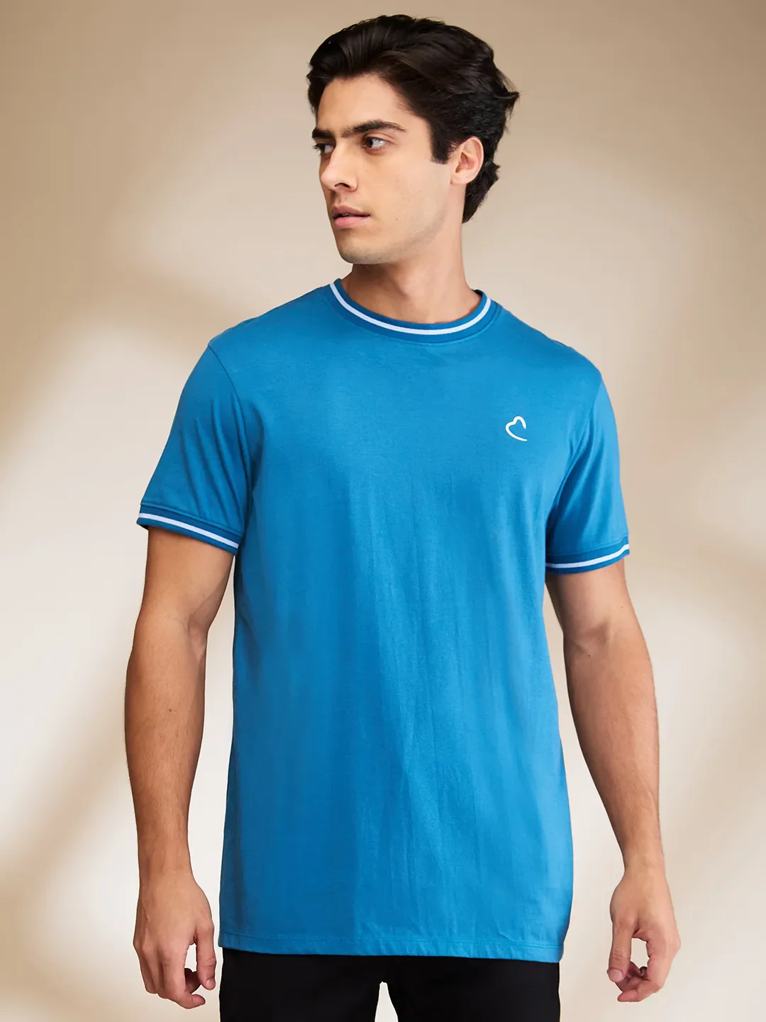 Blue Regular Fit Round Neck Men's T-Shirt by Being Human Clothing