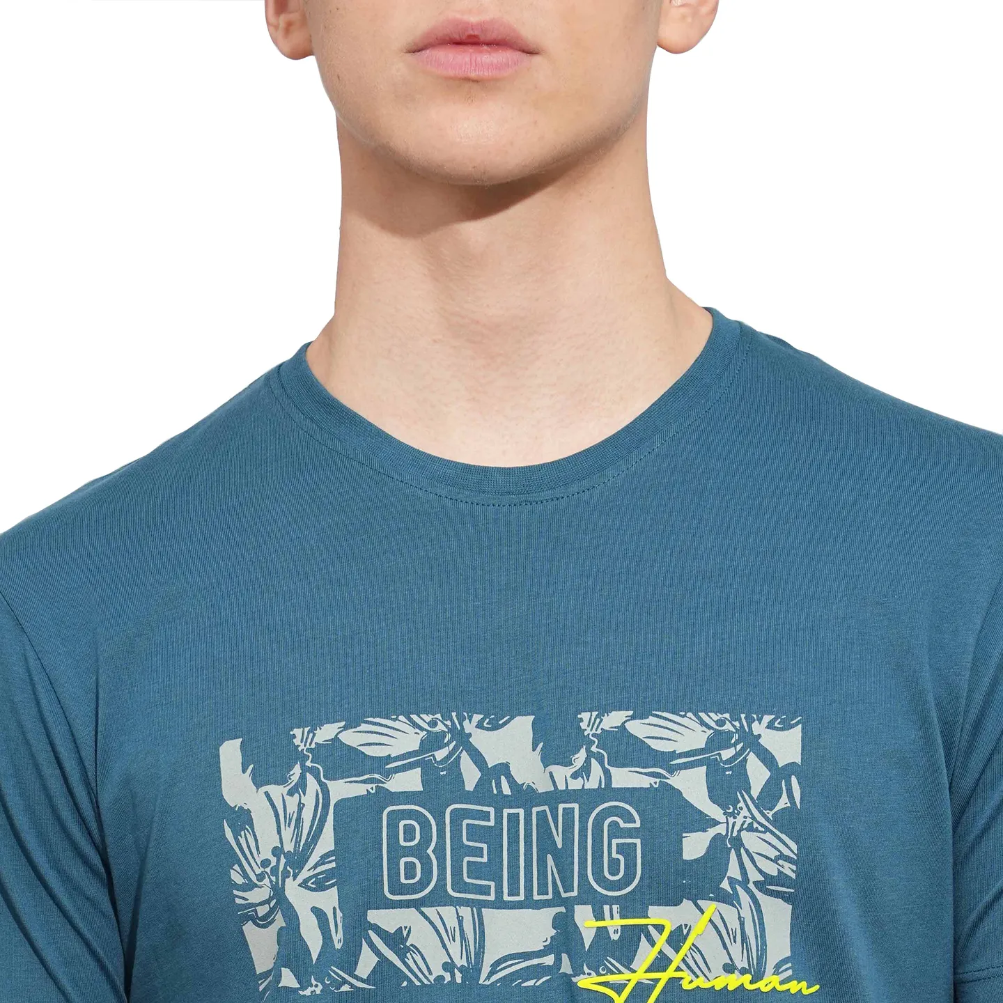 Blue Regular Fit Round Neck Men's T-Shirt by Being Human Clothing - Image 5