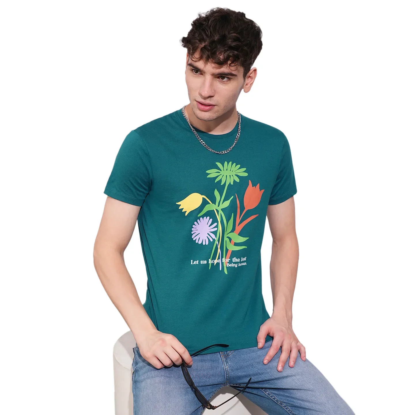 Blue Regular Fit Men's Short Sleeves T-Shirt by Being Human Clothing - Image 6