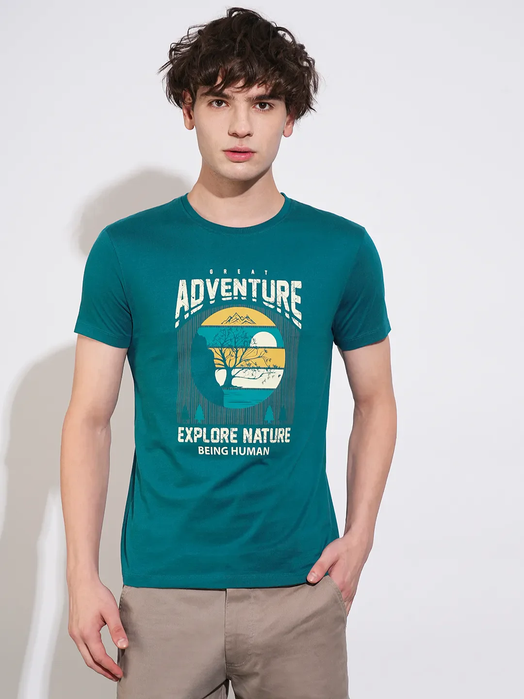 Blue Regular Fit Men's Short Sleeves T-Shirt by Being Human Clothing