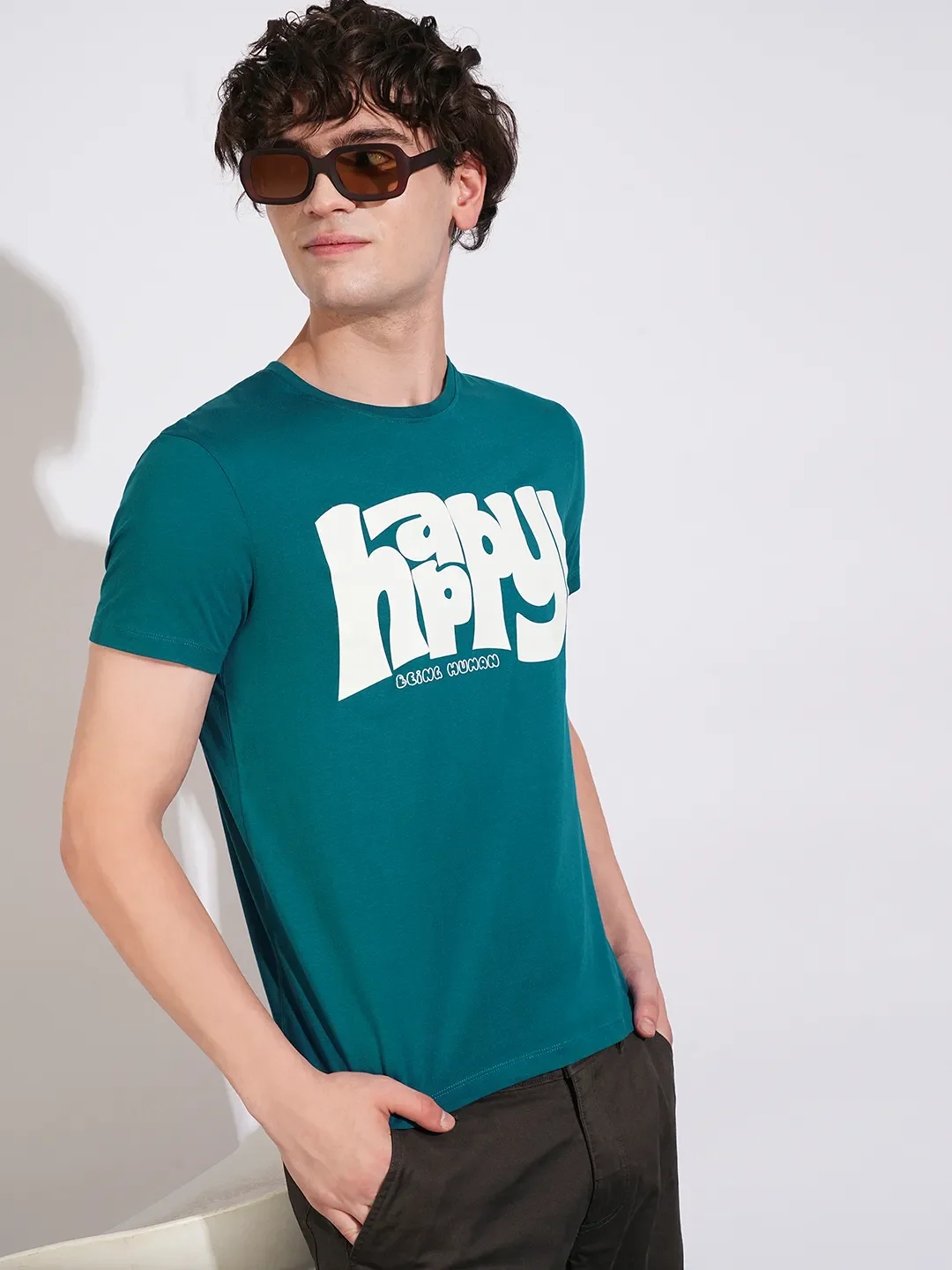 Blue Regular Fit Men's Short Sleeves T-Shirt by Being Human Clothing - Image 6