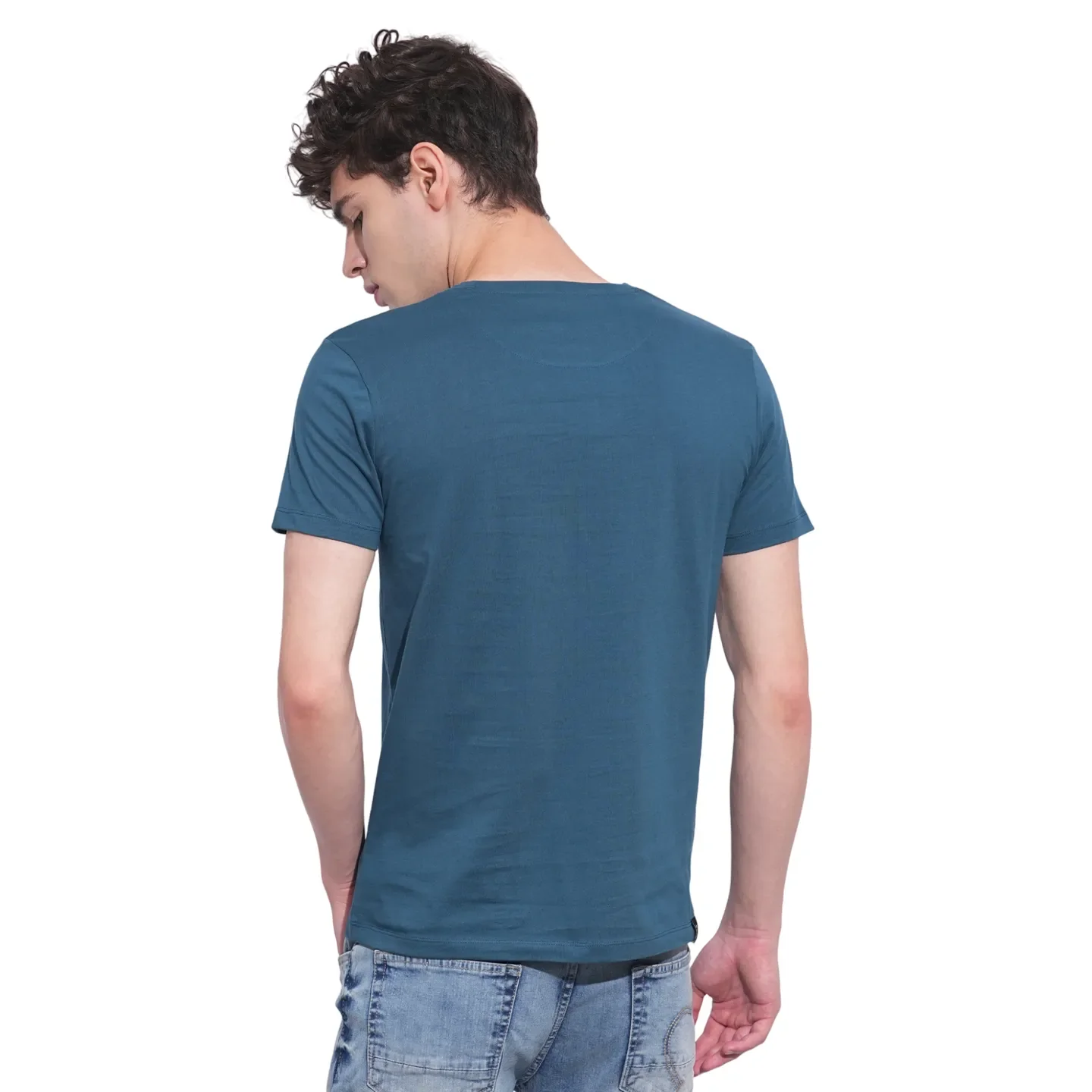 Blue Regular Fit Men's Short Sleeves T-Shirt by Being Human Clothing - Image 3