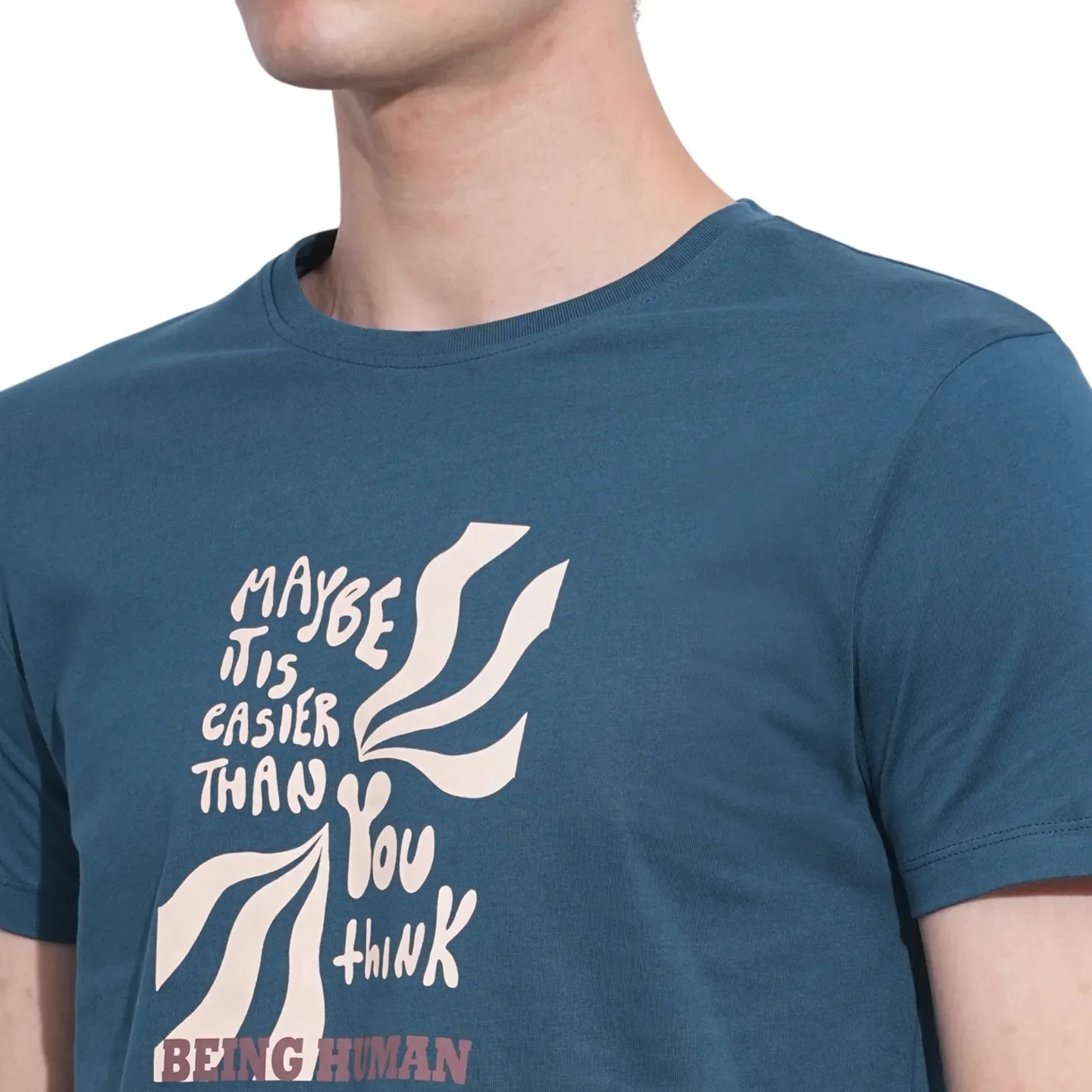Blue Regular Fit Men's Short Sleeves T-Shirt by Being Human Clothing - Image 5