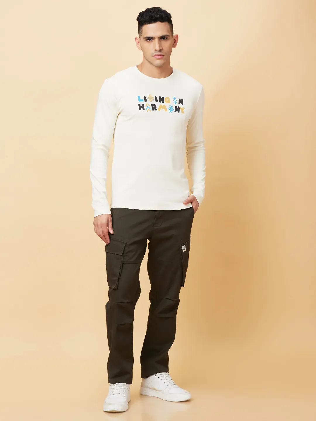 Chalk Regular Fit Round Neck Men's T-Shirt by Being Human Clothing - Image 2