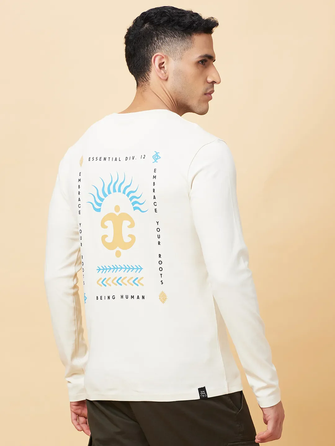 Chalk Regular Fit Round Neck Men's T-Shirt by Being Human Clothing - Image 3