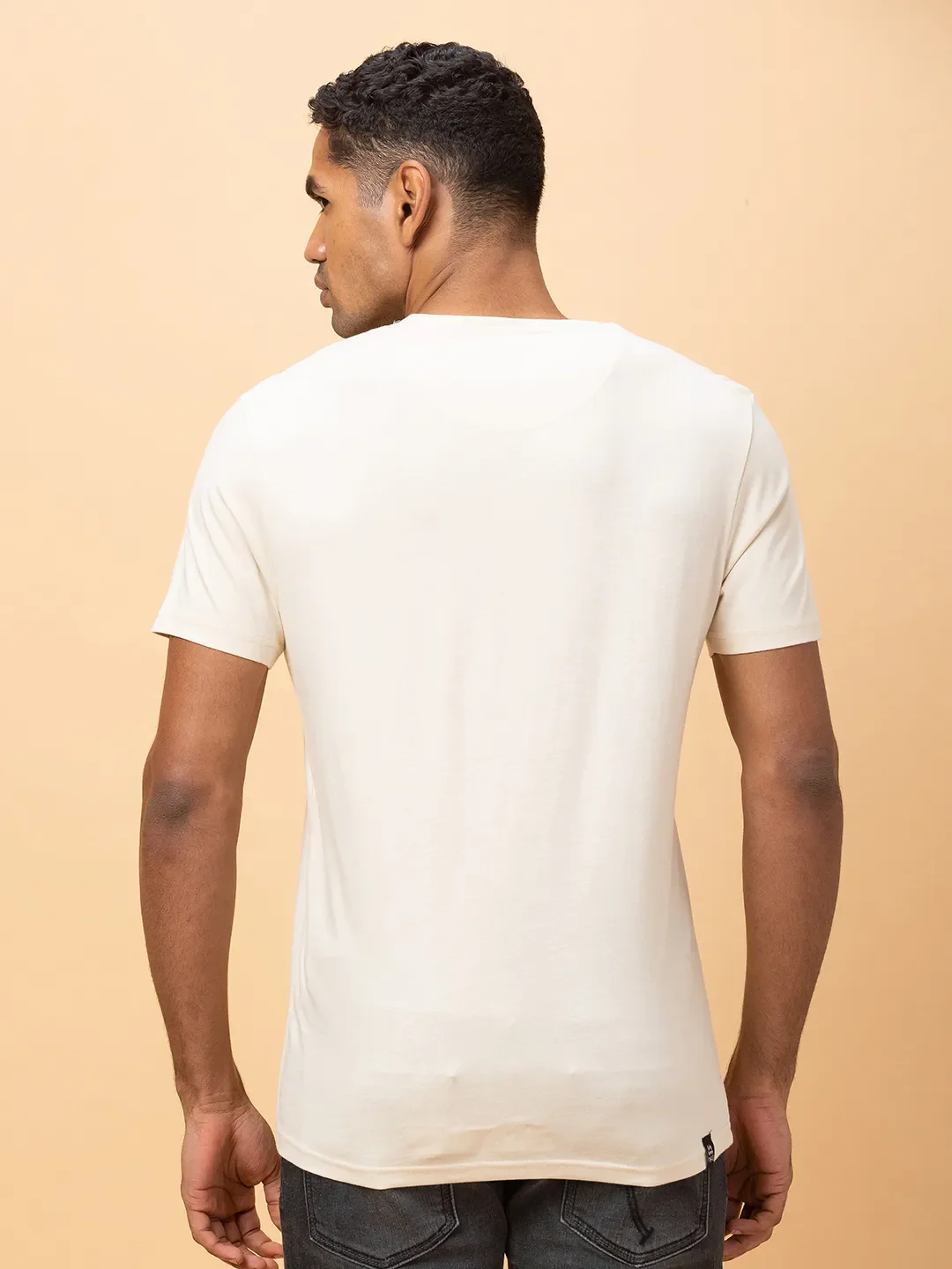 Chalk Slim Fit Round Neck Men's T-Shirt by Being Human Clothing - Image 3