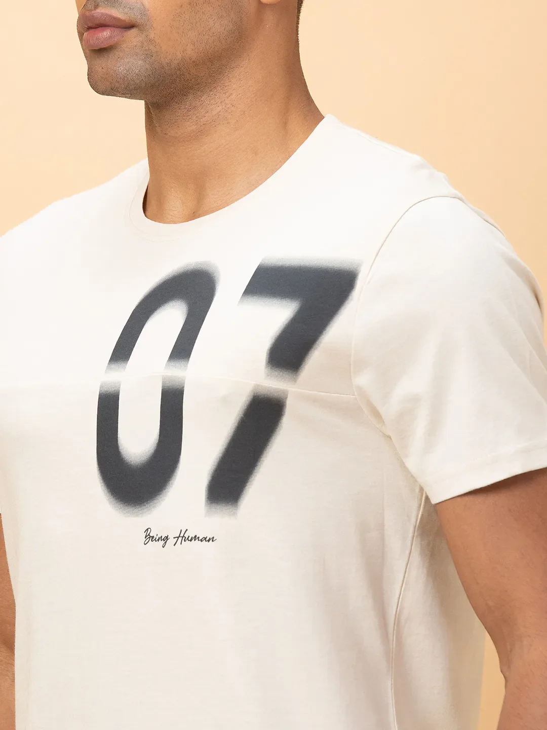Chalk Slim Fit Round Neck Men's T-Shirt by Being Human Clothing - Image 5