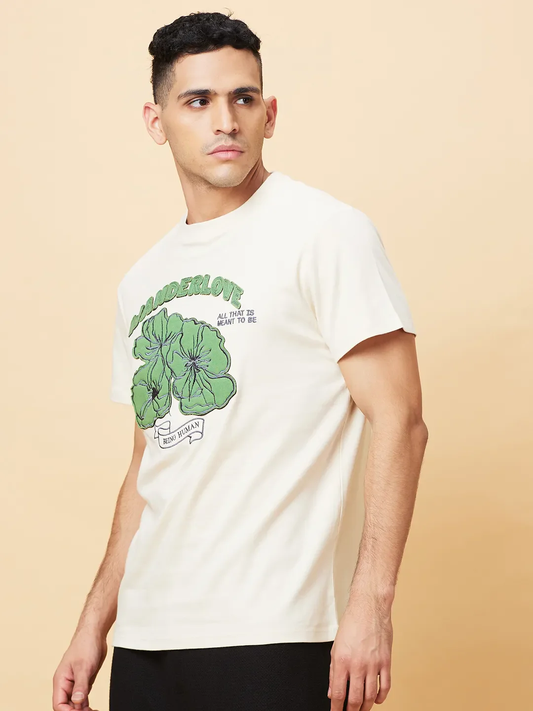 Chalk Regular Fit Round Neck Men's T-Shirt by Being Human Clothing - Image 4