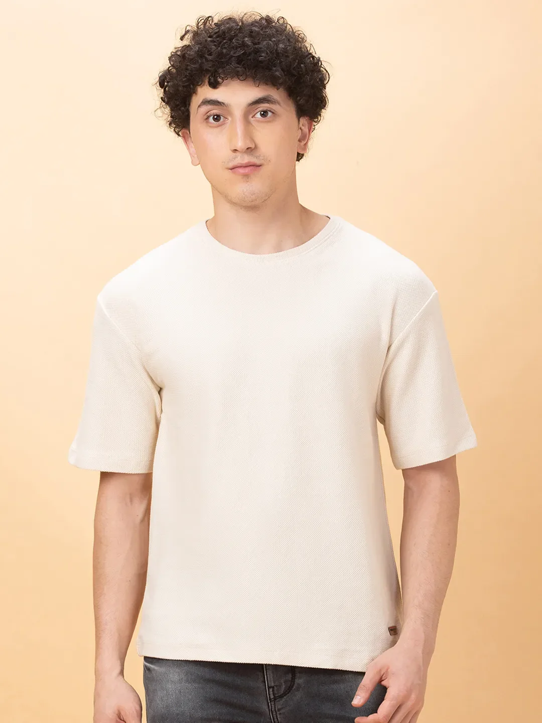 Chalk Easy Fit Round Neck Men's T-Shirt by Being Human Clothing