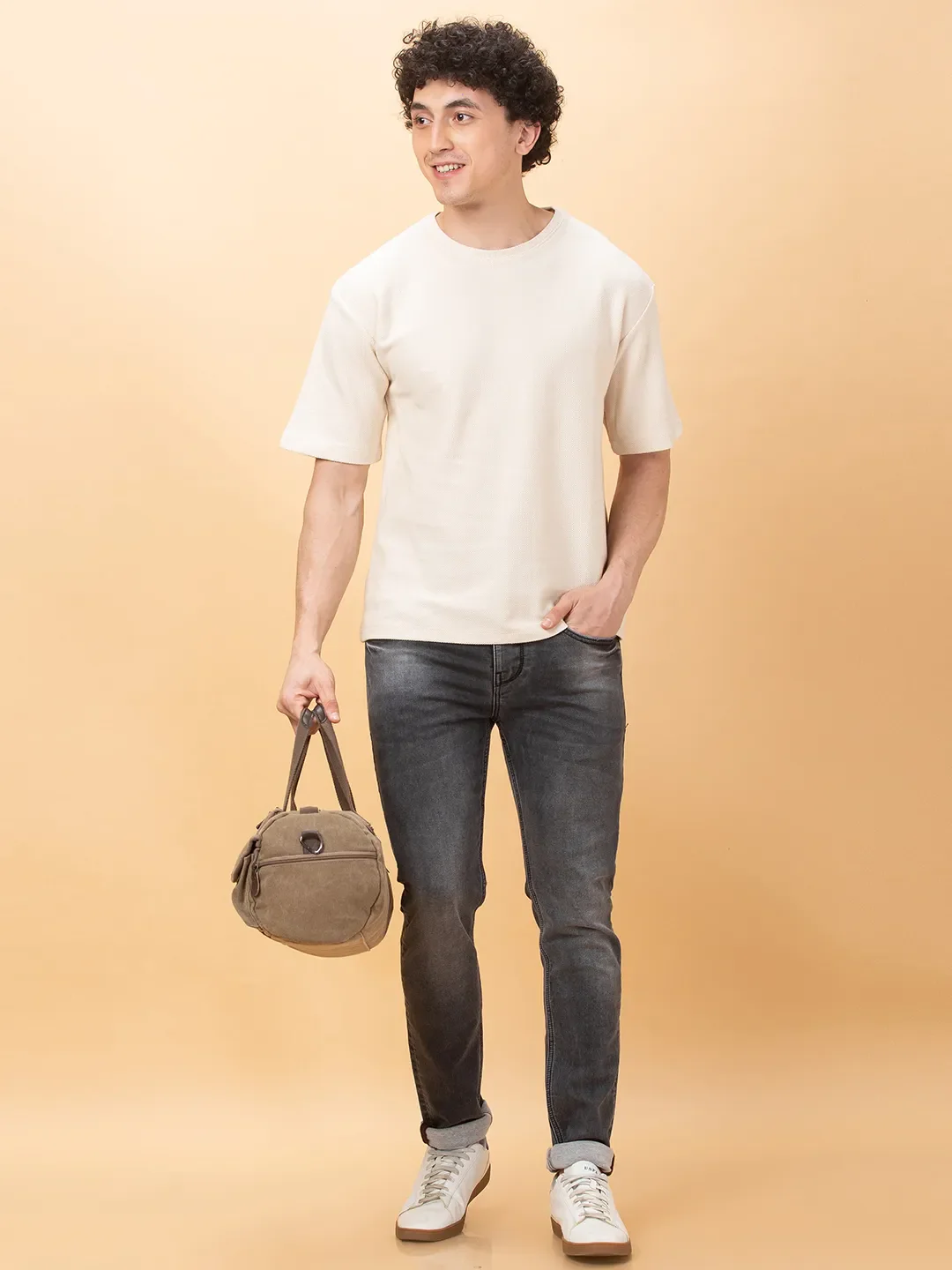 Chalk Easy Fit Round Neck Men's T-Shirt by Being Human Clothing - Image 6