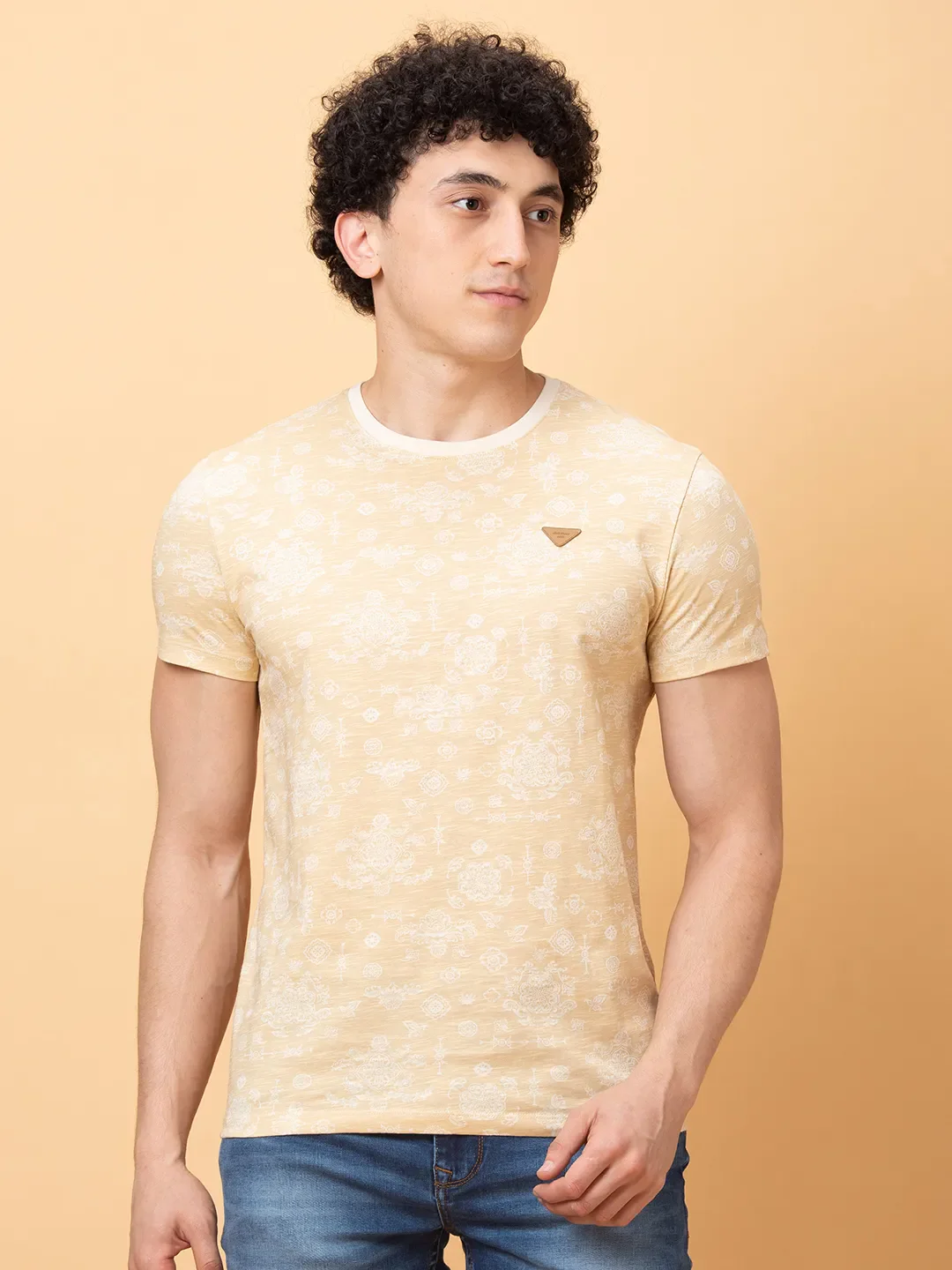 Chalk Regular Fit Round Neck Men's T-Shirt by Being Human Clothing