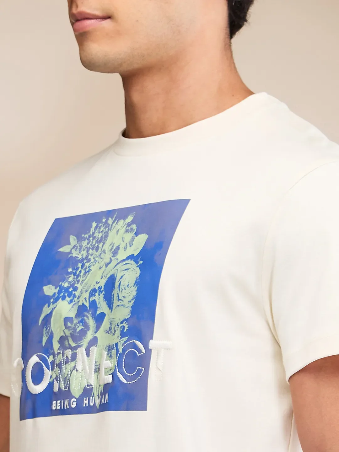 Chalk Regular Fit Round Neck Men's T-Shirt by Being Human Clothing - Image 5