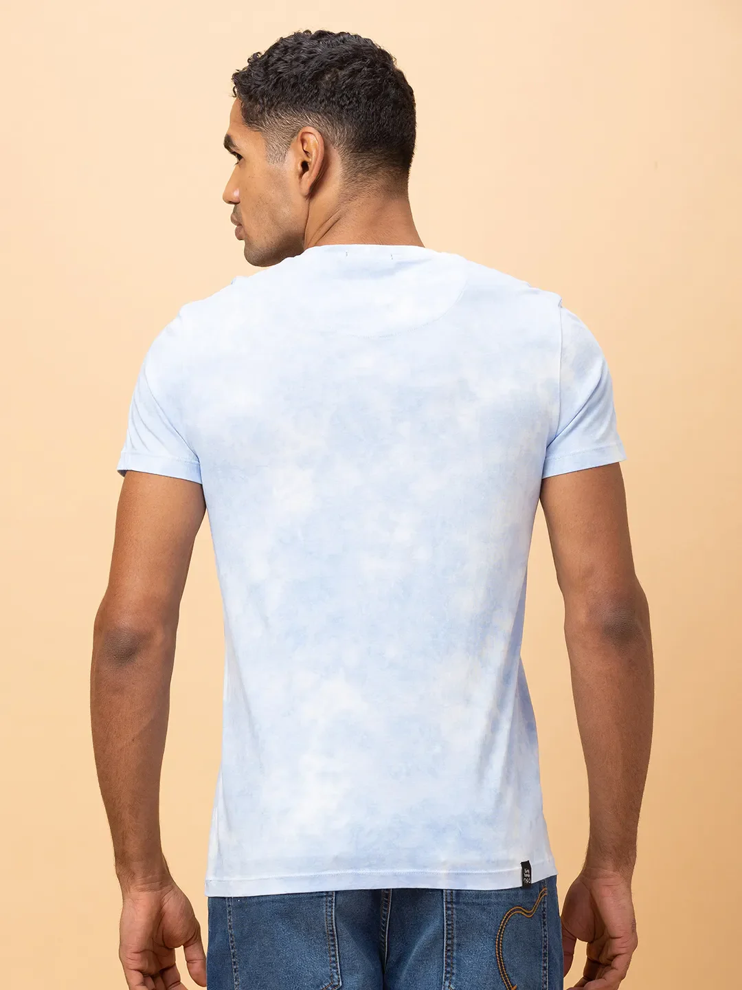 Chalk Blue Regular Fit Round Neck Men's T-Shirt by Being Human Clothing - Image 3
