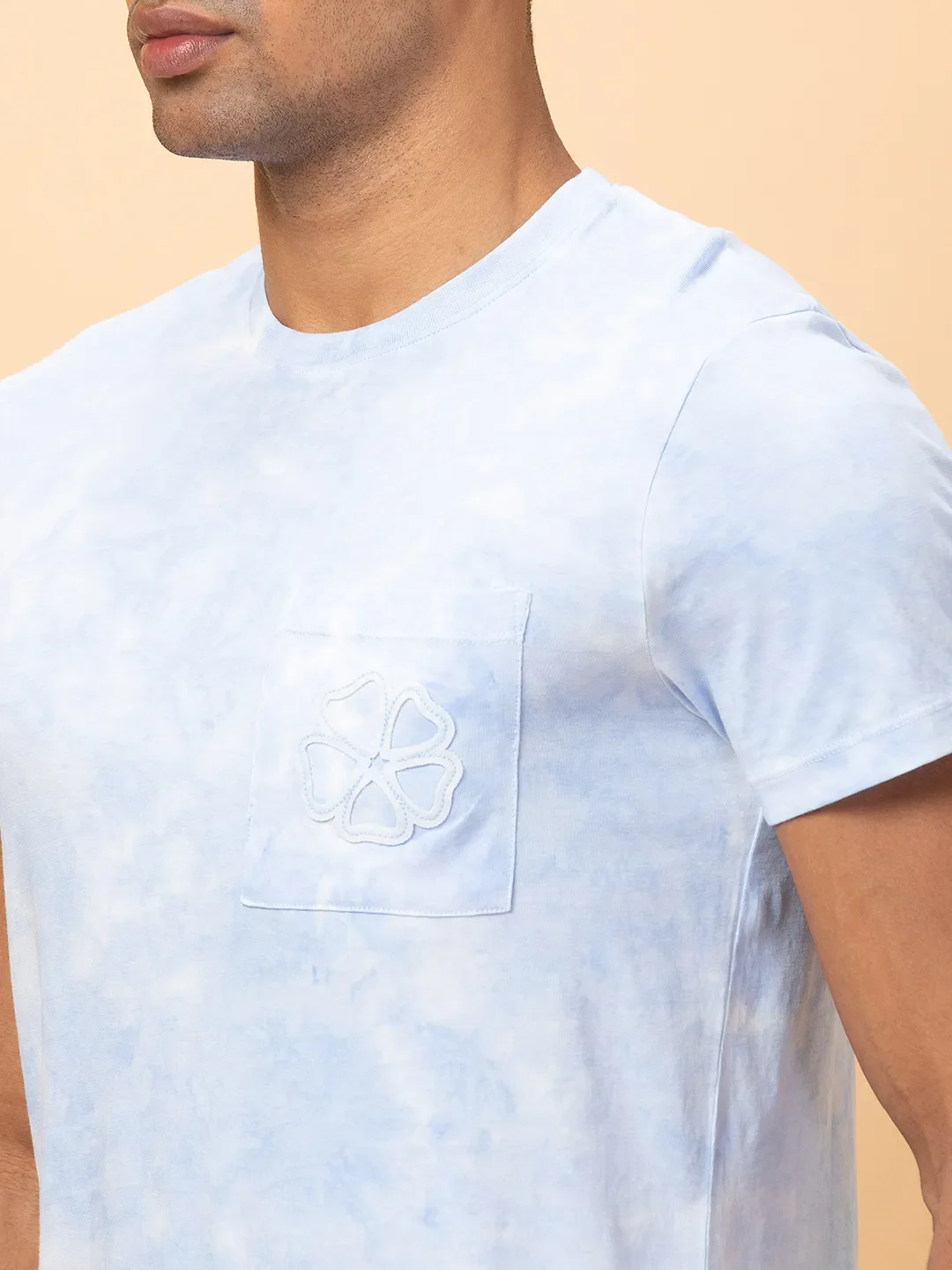 Chalk Blue Regular Fit Round Neck Men's T-Shirt by Being Human Clothing - Image 5