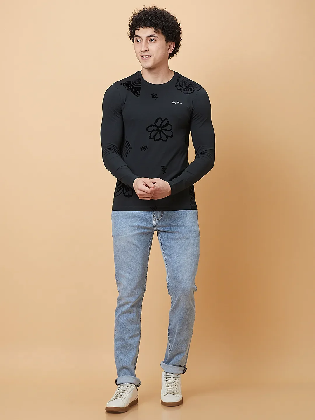Charcoal Regular Fit Round Neck Men's T-Shirt by Being Human Clothing - Image 2