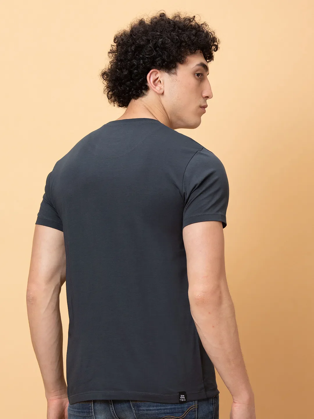 Charcoal Regular Fit Round Neck Men's T-Shirt by Being Human Clothing - Image 3