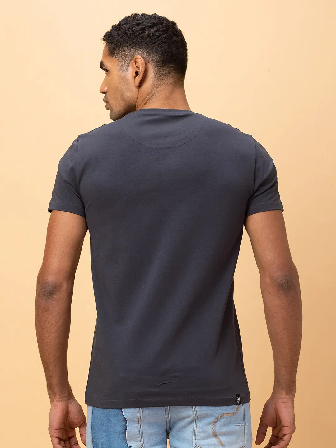 Charcoal Regular Fit Round Neck Men's T-Shirt by Being Human Clothing - Image 3