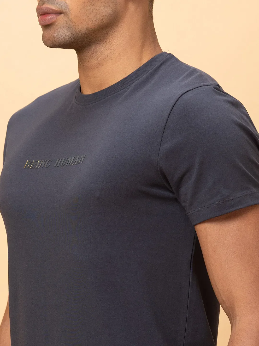 Charcoal Regular Fit Round Neck Men's T-Shirt by Being Human Clothing - Image 5