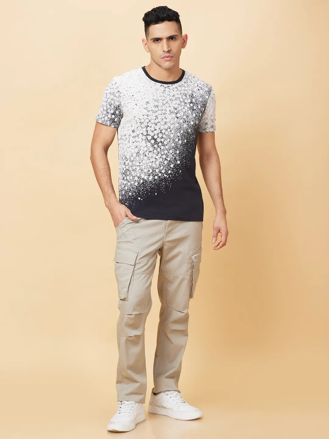 Charcoal Slim Fit Round Neck Men's T-Shirt by Being Human Clothing - Image 2