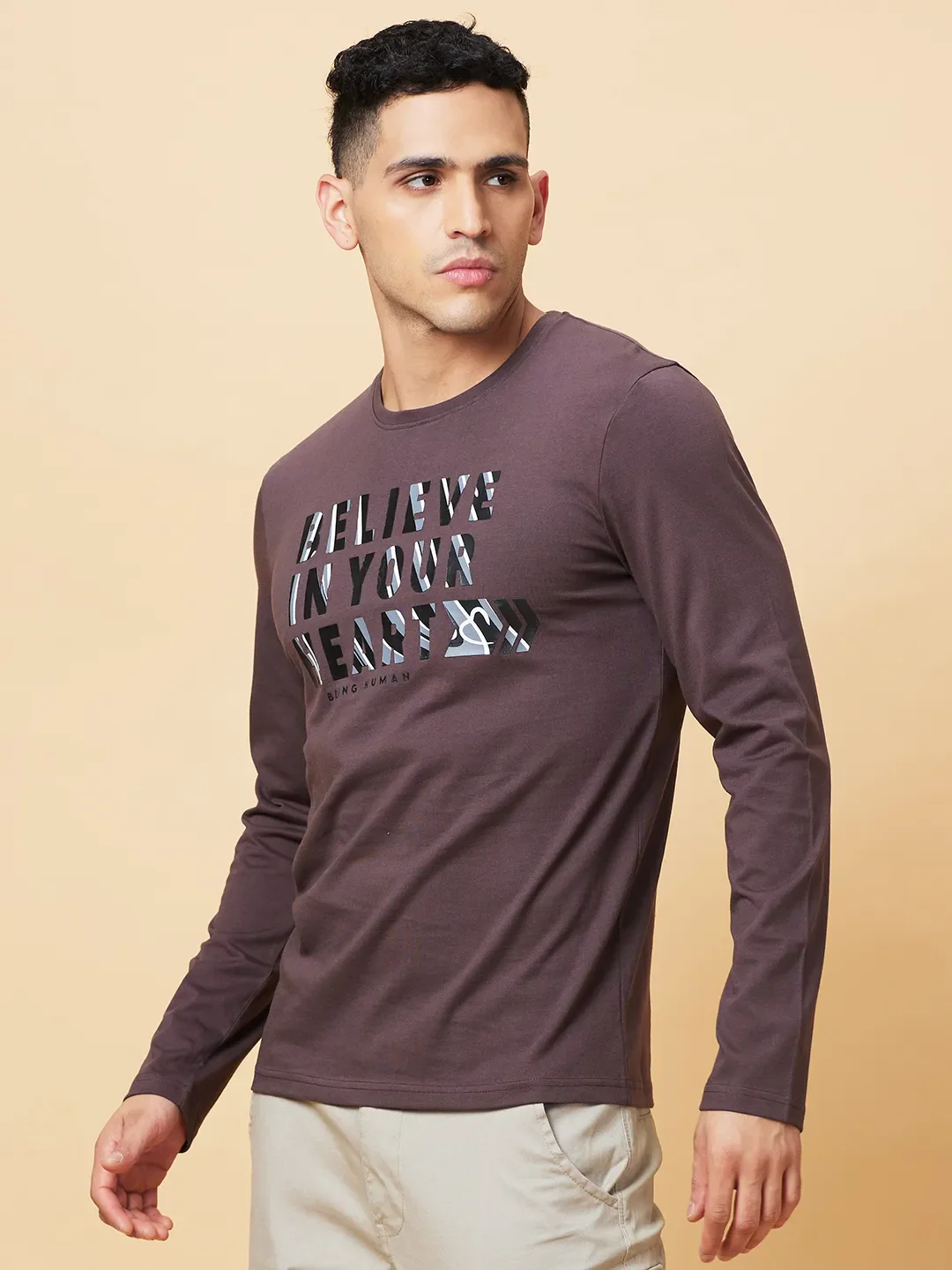Coffee Regular Fit Round Neck Men's T-Shirt by Being Human Clothing - Image 4