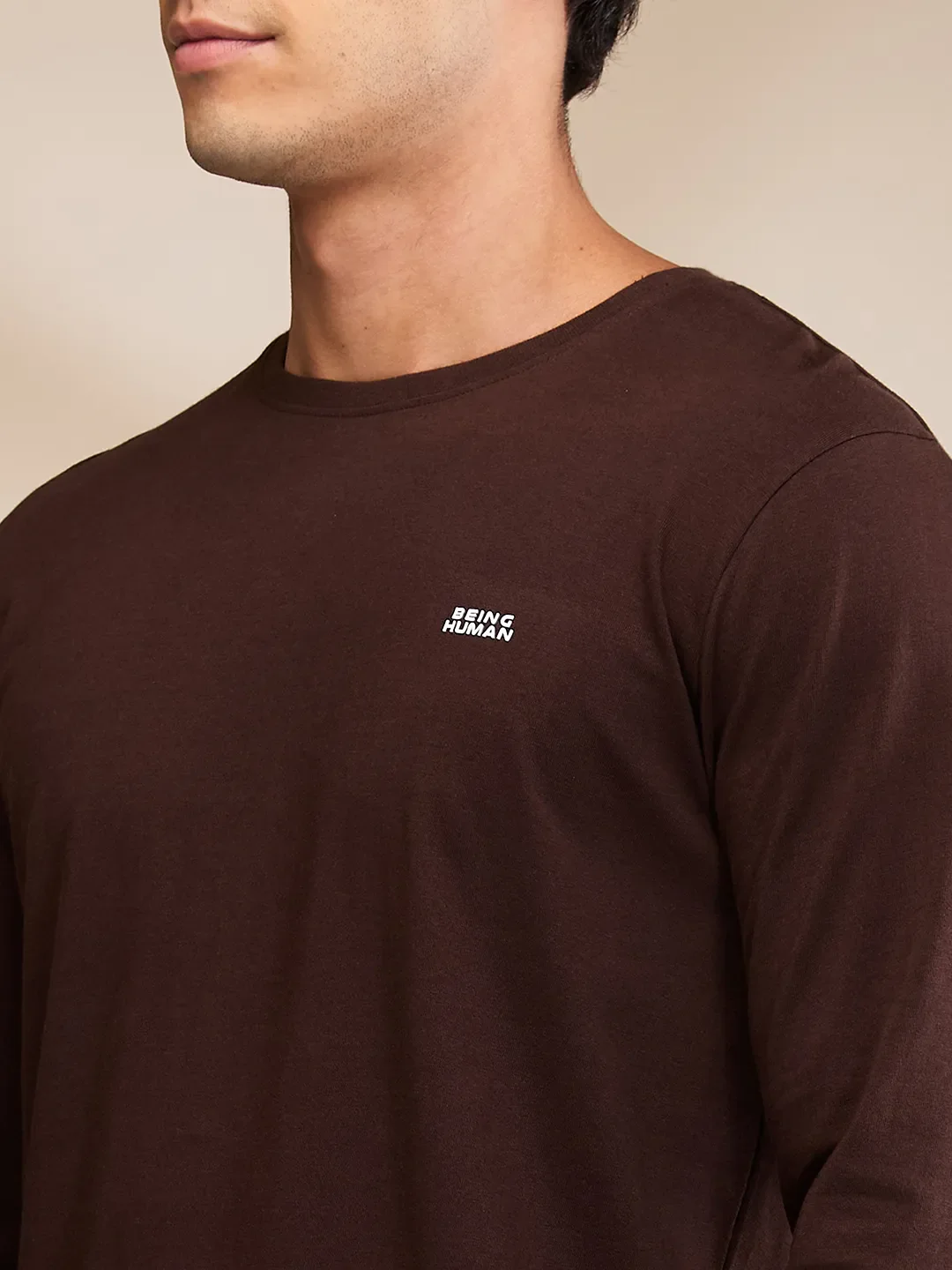 Brown Regular Fit Men's Long Sleeves T-Shirt by Being Human Clothing - Image 5