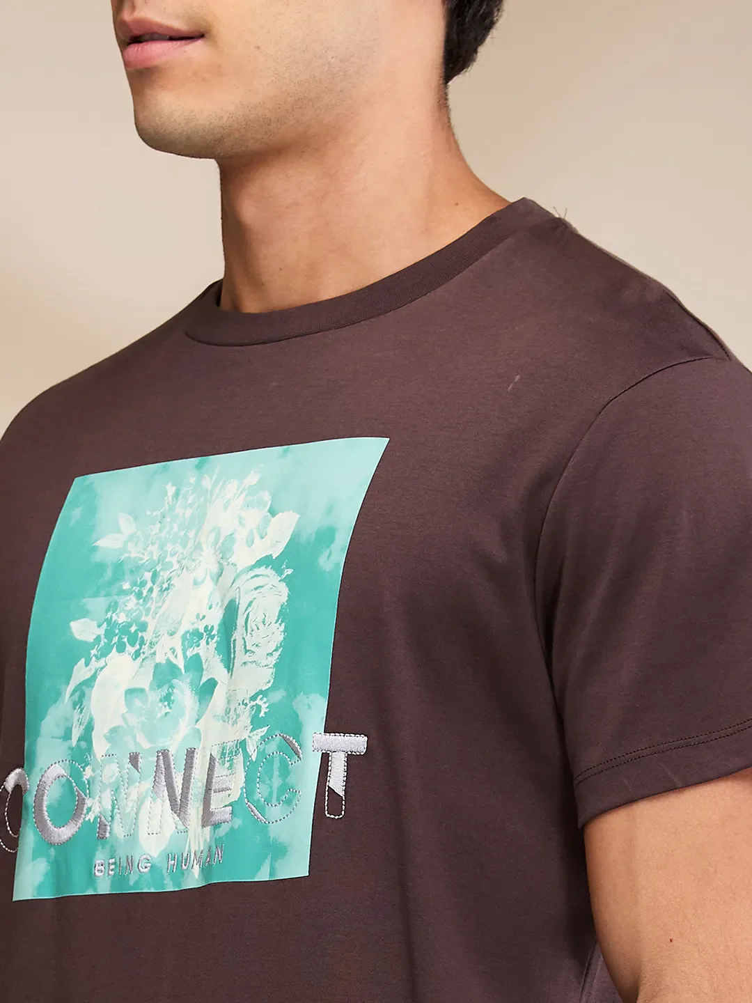 Brown Regular Fit Men's Short Sleeves T-Shirt by Being Human Clothing - Image 5