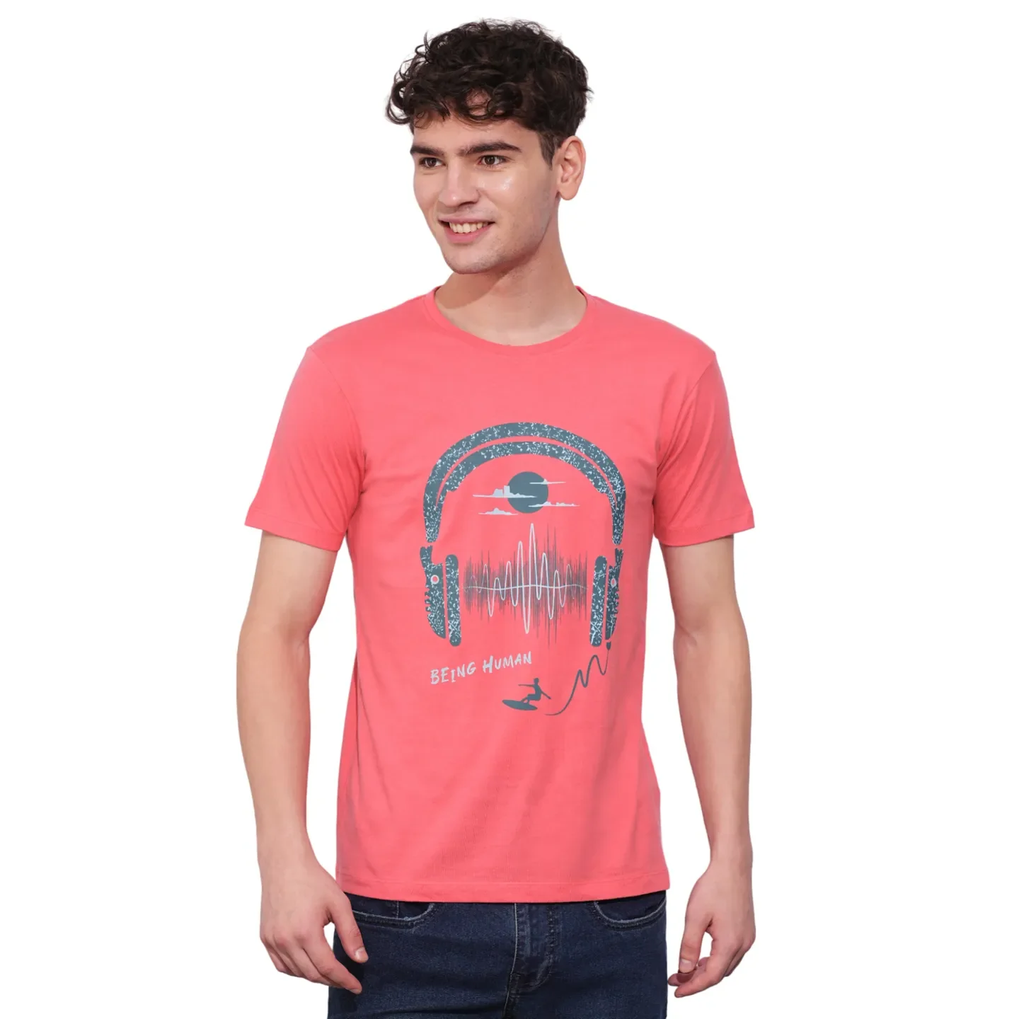 Coral Regular Fit Men's Short Sleeves T-Shirt by Being Human Clothing