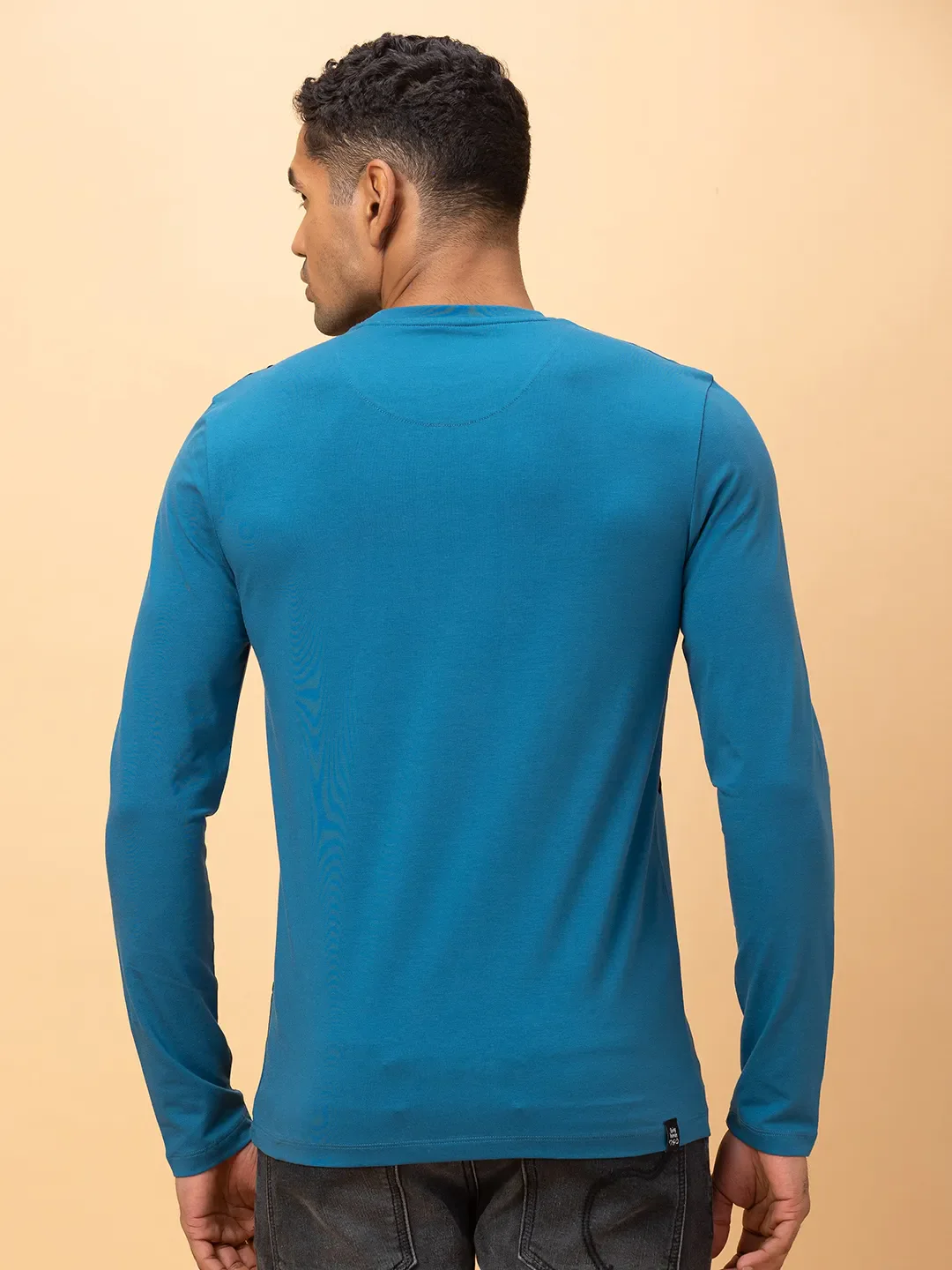 Deep Teal Regular Fit Round Neck Men's T-Shirt by Being Human Clothing - Image 3