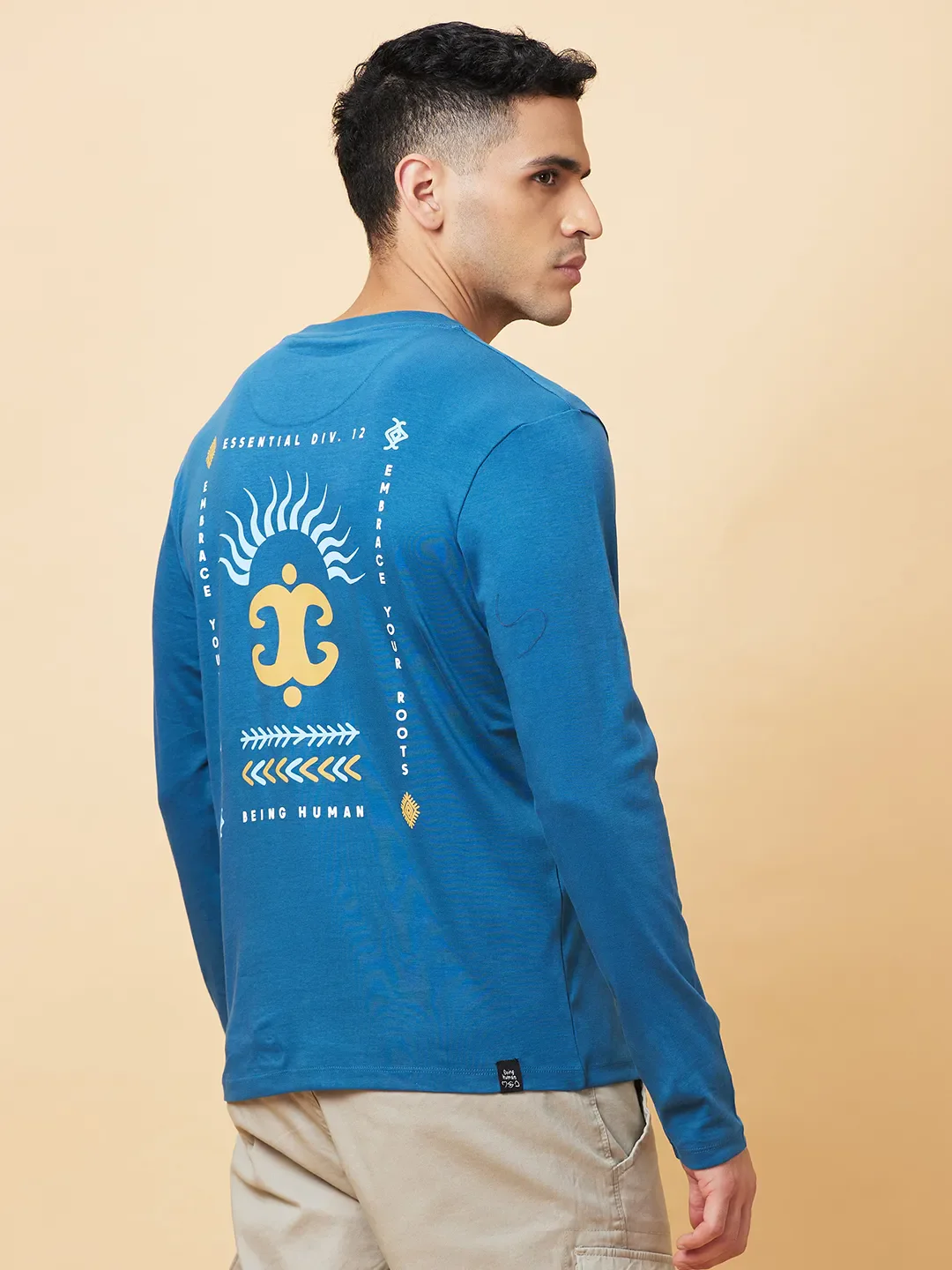 Deep Teal Regular Fit Round Neck Men's T-Shirt by Being Human Clothing - Image 3