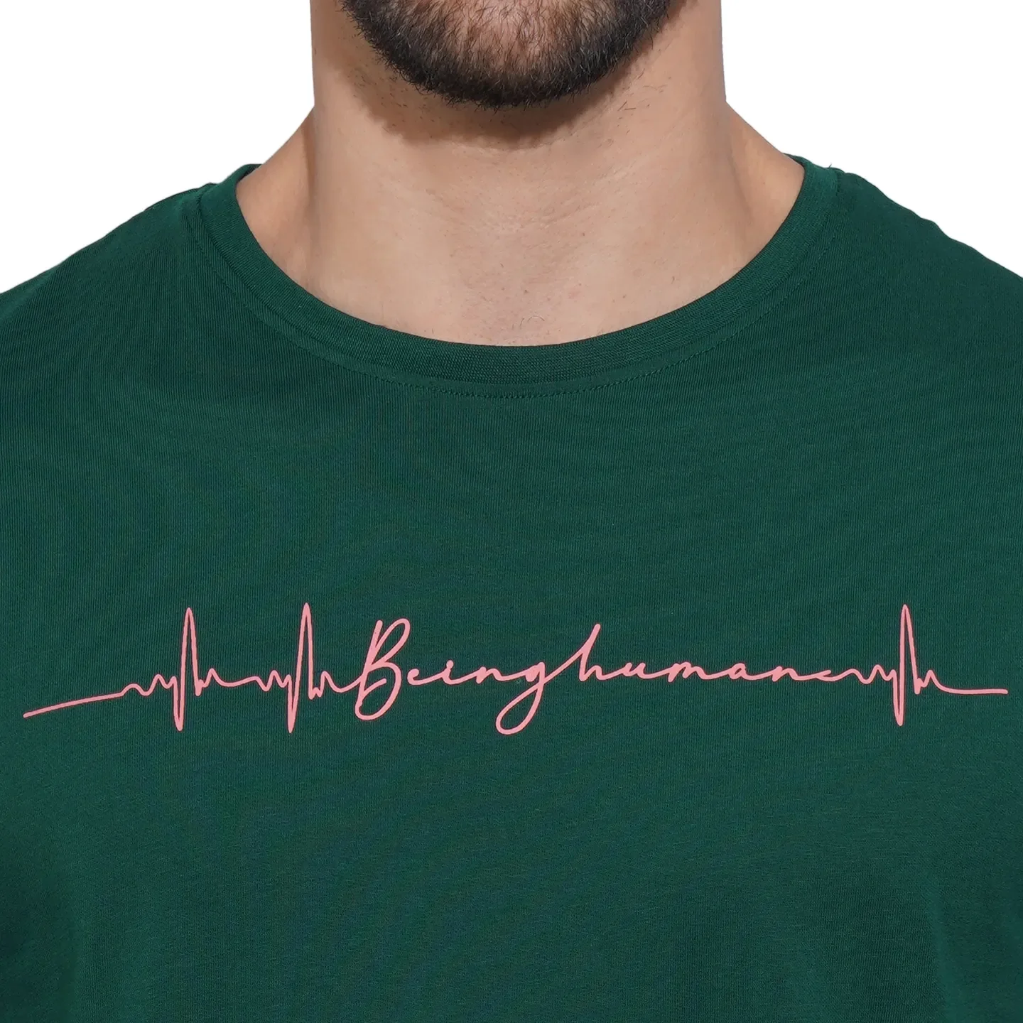 Dark Green Regular Fit Men's Short Sleeves T-Shirt by Being Human Clothing - Image 5