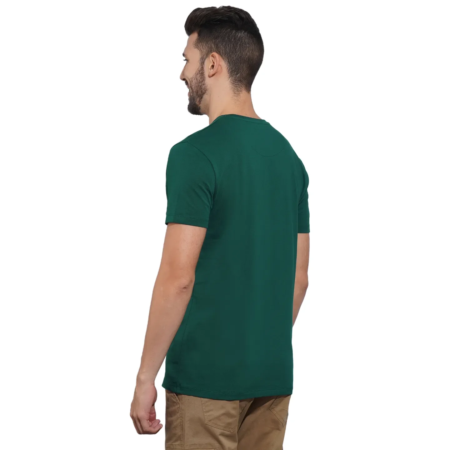 Dark Green Regular Fit Round Neck Men's T-Shirt by Being Human Clothing - Image 3