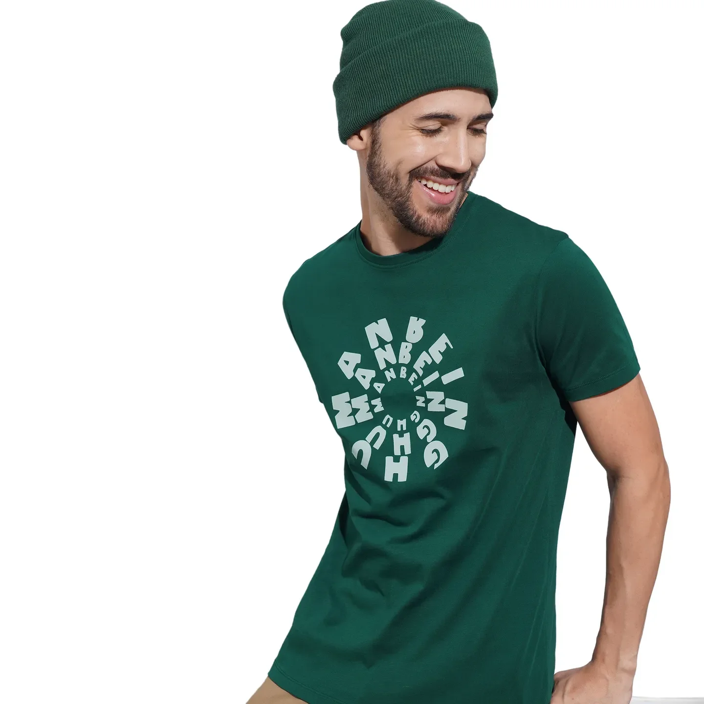 Dark Green Regular Fit Round Neck Men's T-Shirt by Being Human Clothing - Image 6