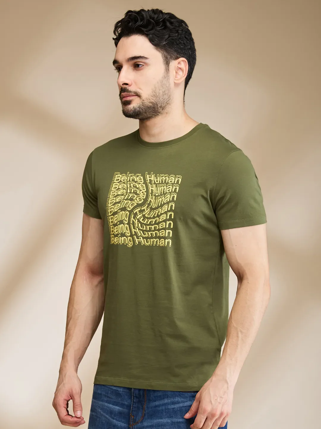 Dark Green Regular Fit Men's Short Sleeves T-Shirt by Being Human Clothing - Image 4