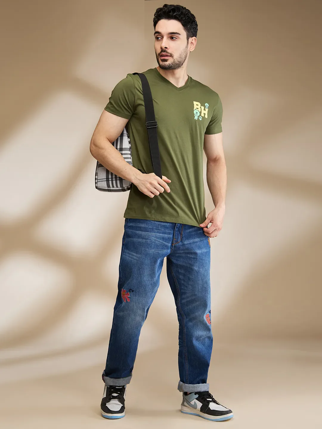 Dark Green Regular Fit Men's Short Sleeves T-Shirt by Being Human Clothing - Image 6