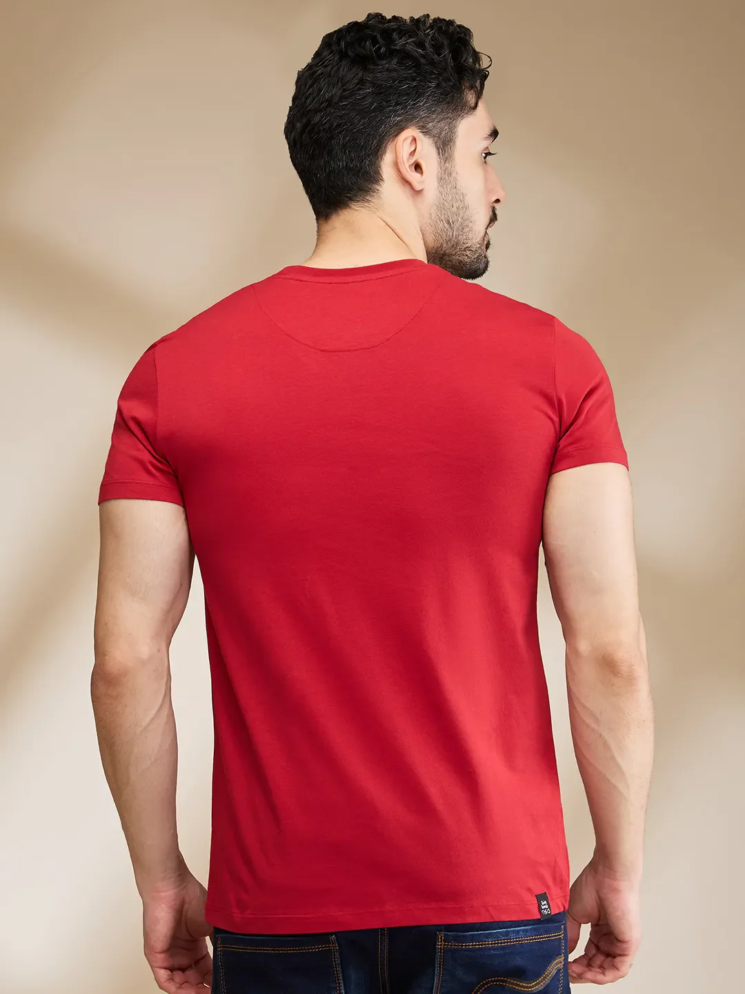 Red Regular Fit Men's Short Sleeves T-Shirt by Being Human Clothing - Image 3