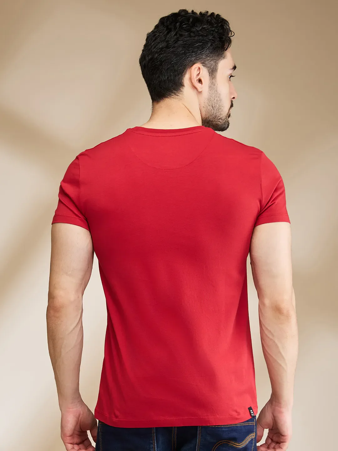 Red Regular Fit Men's Short Sleeves T-Shirt by Being Human Clothing - Image 3