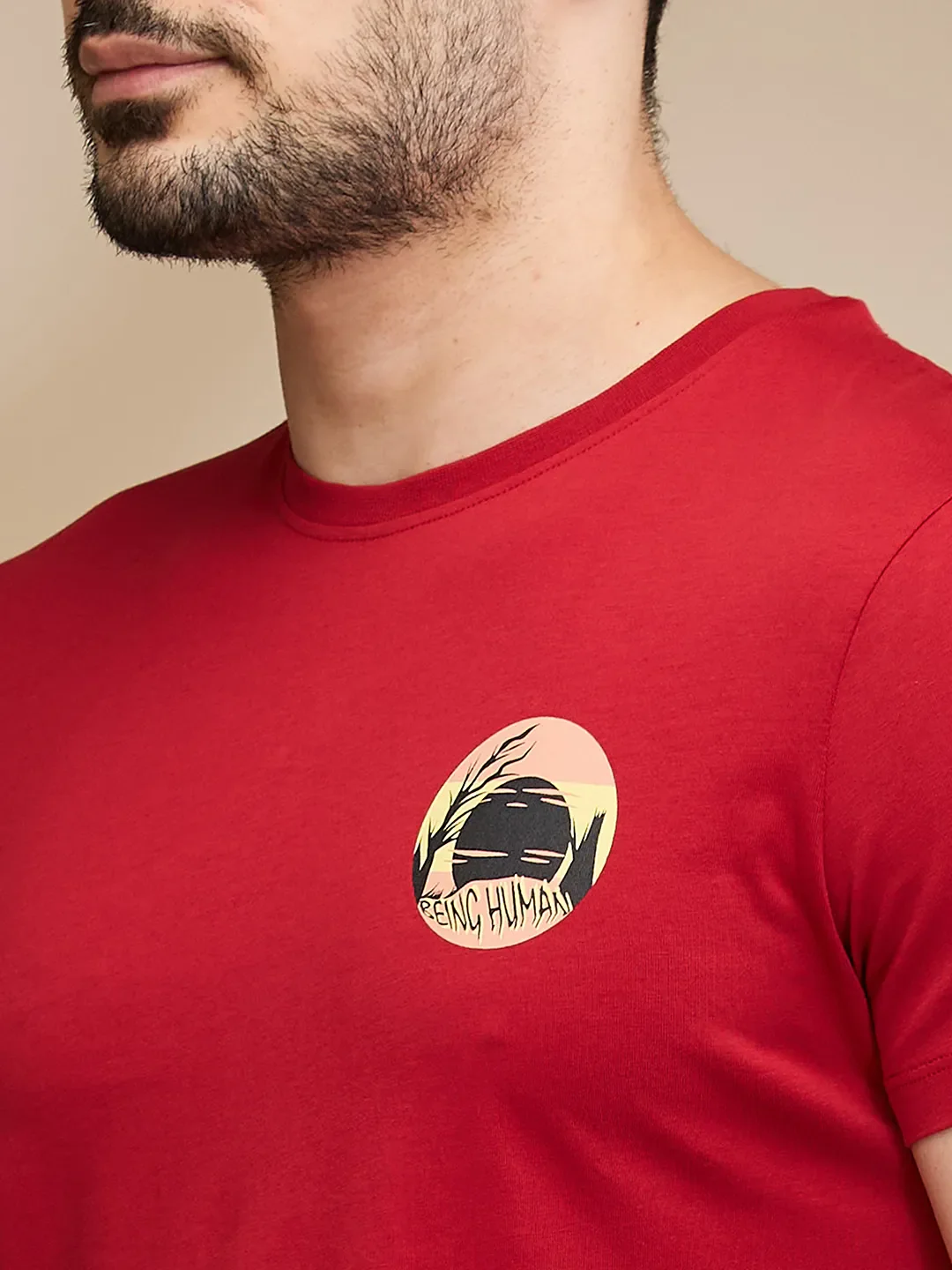 Red Regular Fit Men's Short Sleeves T-Shirt by Being Human Clothing - Image 5