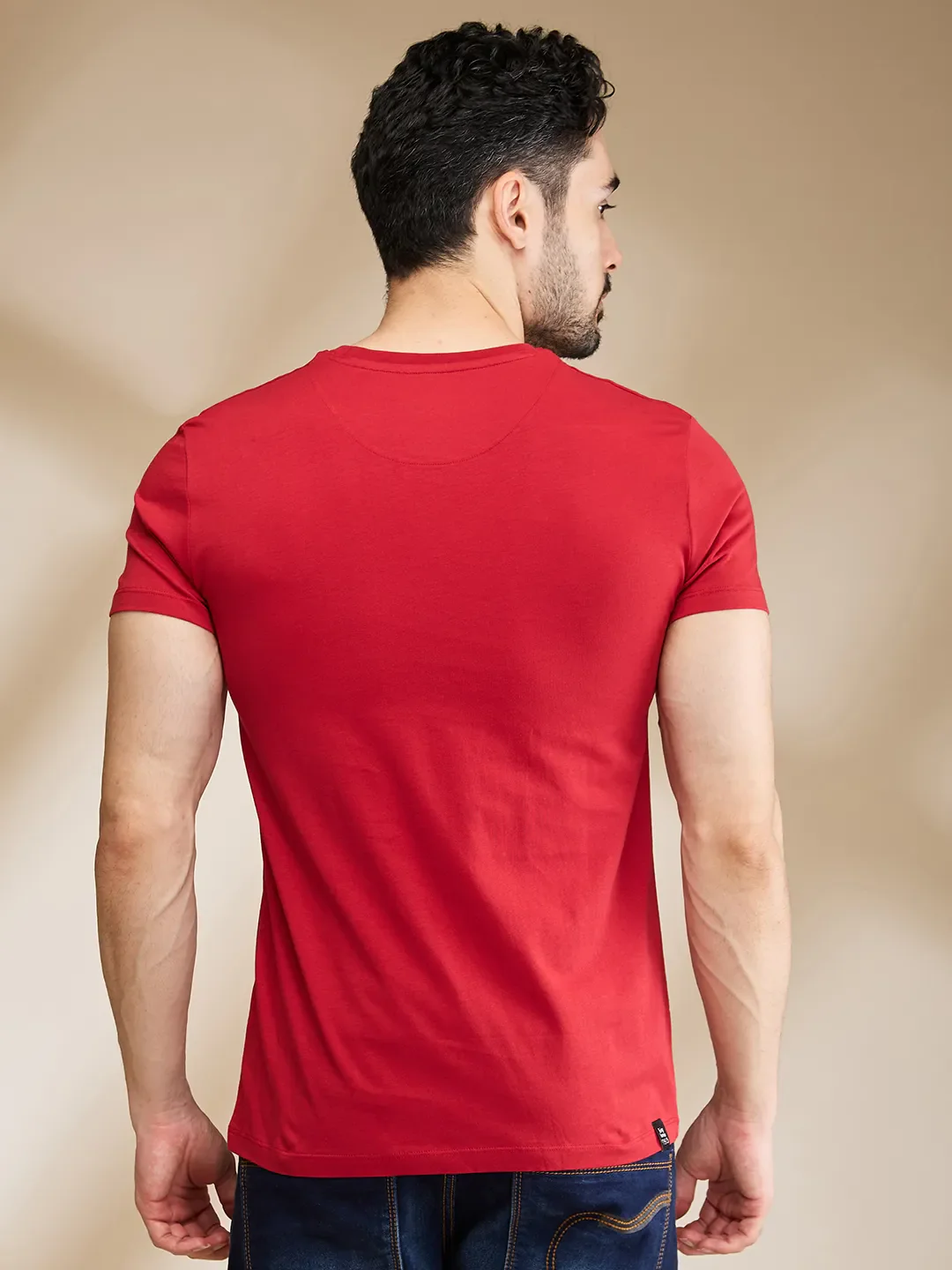 Red Regular Fit Men's Short Sleeves T-Shirt by Being Human Clothing - Image 3