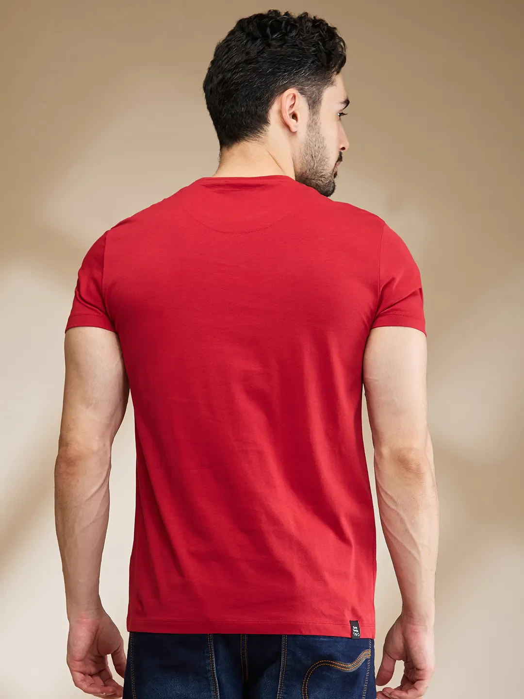 Red Regular Fit Men's Short Sleeves T-Shirt by Being Human Clothing - Image 3