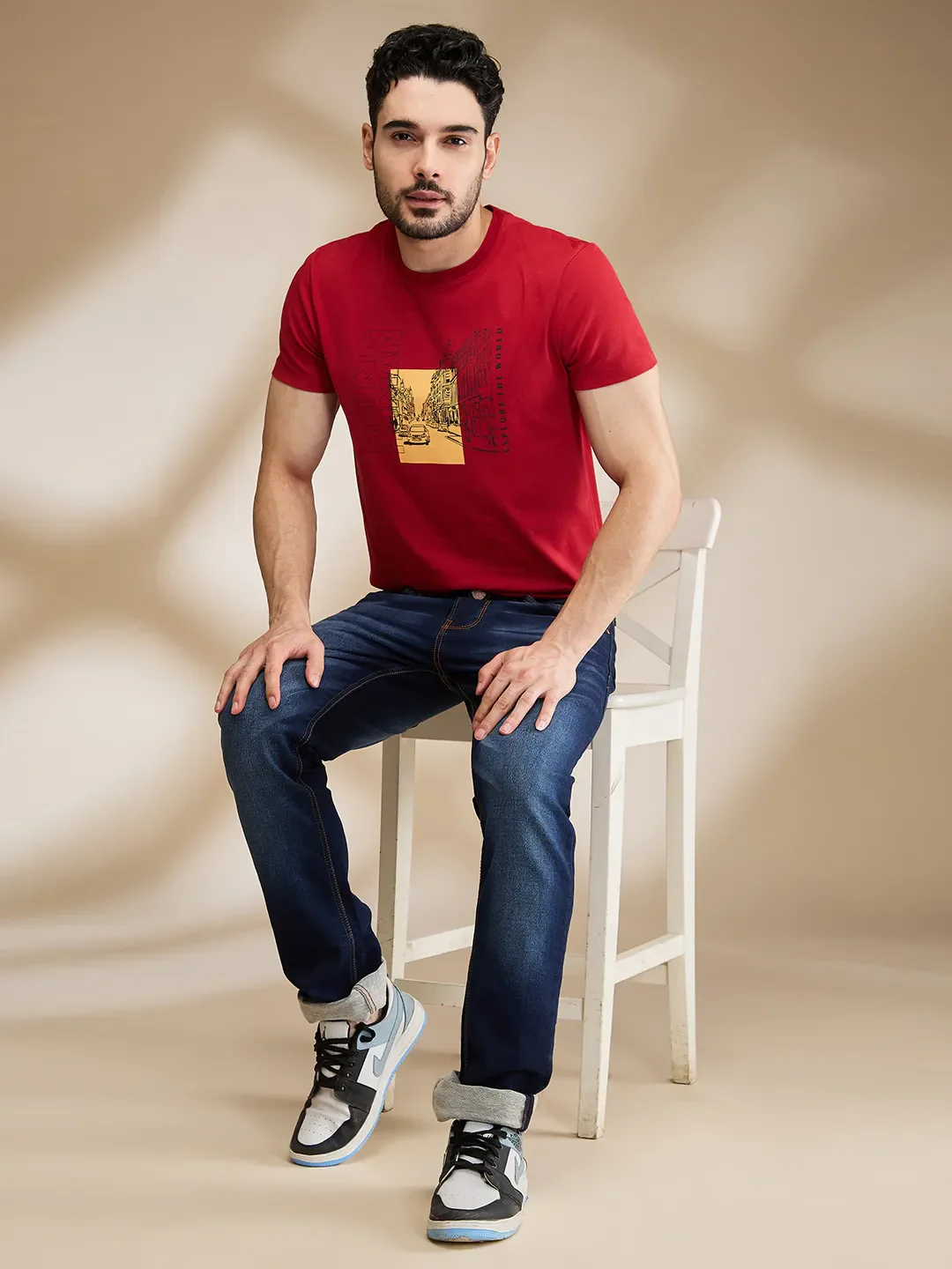 Red Regular Fit Men's Short Sleeves T-Shirt by Being Human Clothing - Image 6