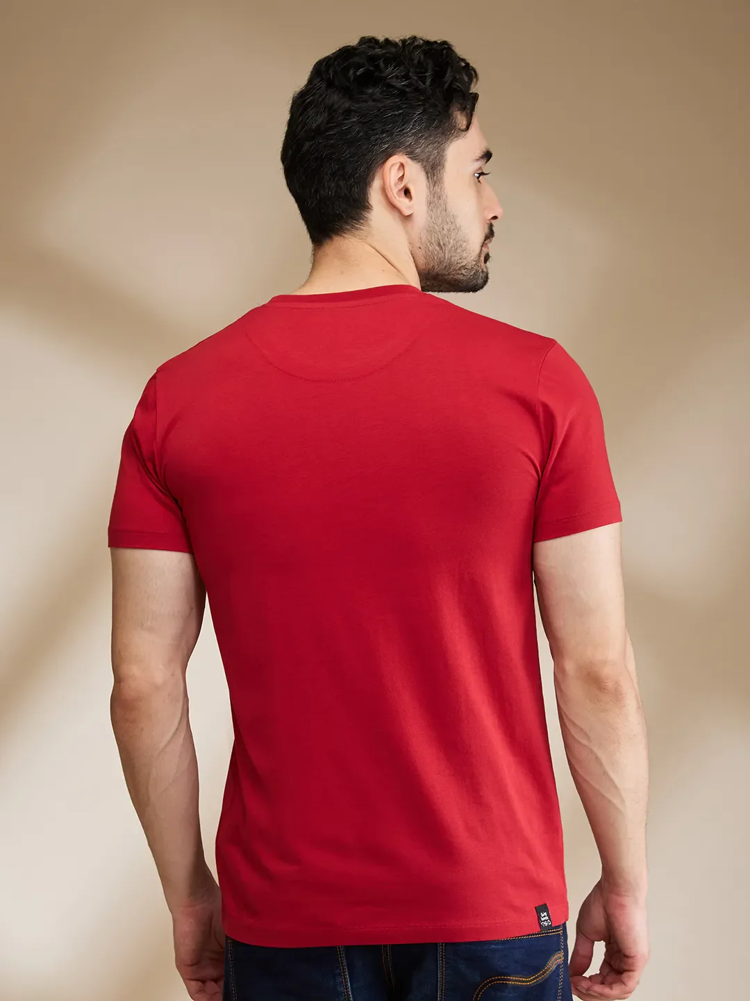 Red Regular Fit Men's Short Sleeves T-Shirt by Being Human Clothing - Image 3