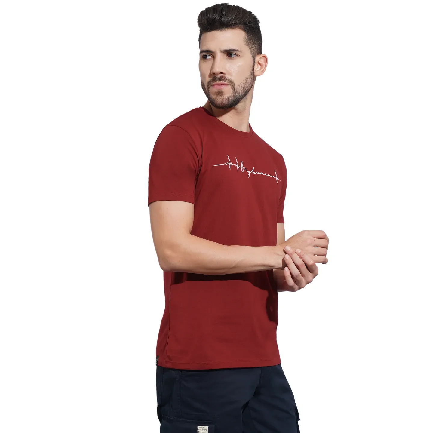 Red Regular Fit Men's Short Sleeves T-Shirt by Being Human Clothing - Image 2