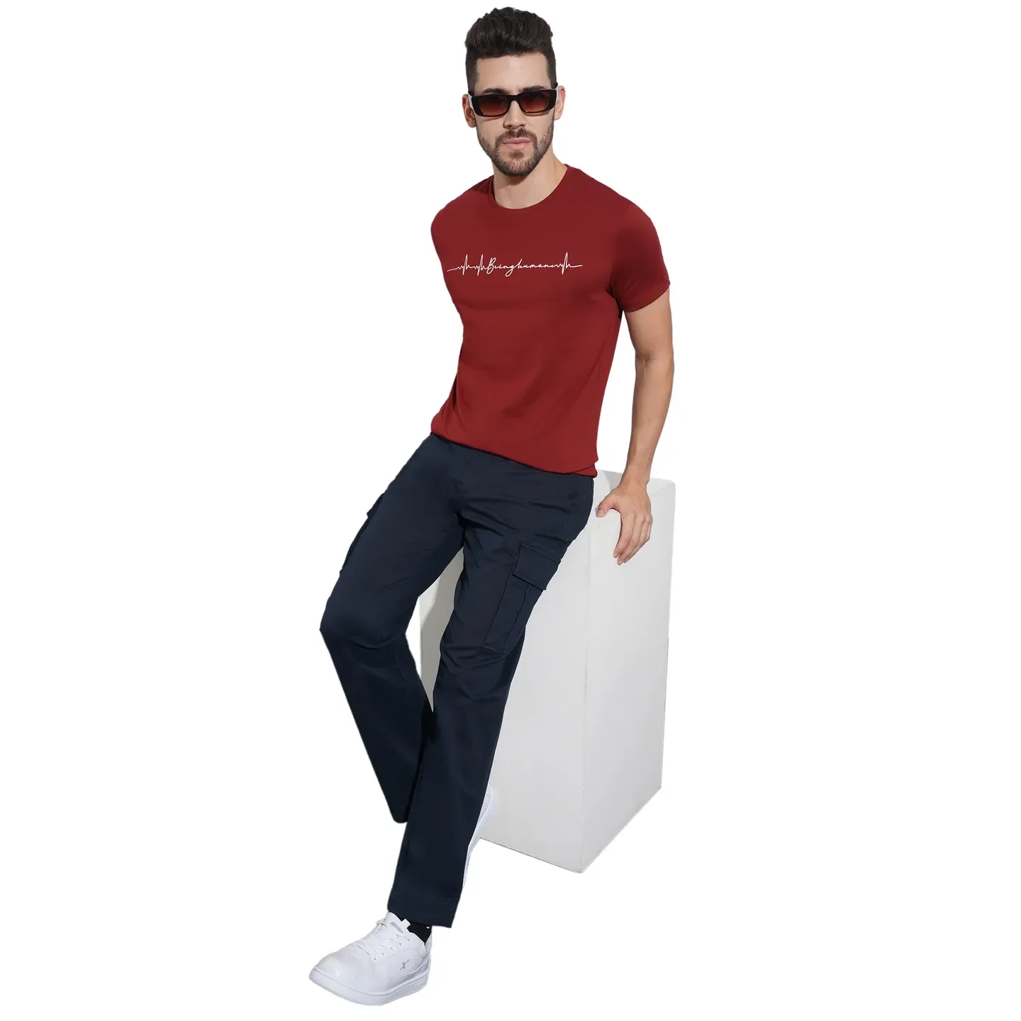 Red Regular Fit Men's Short Sleeves T-Shirt by Being Human Clothing - Image 4