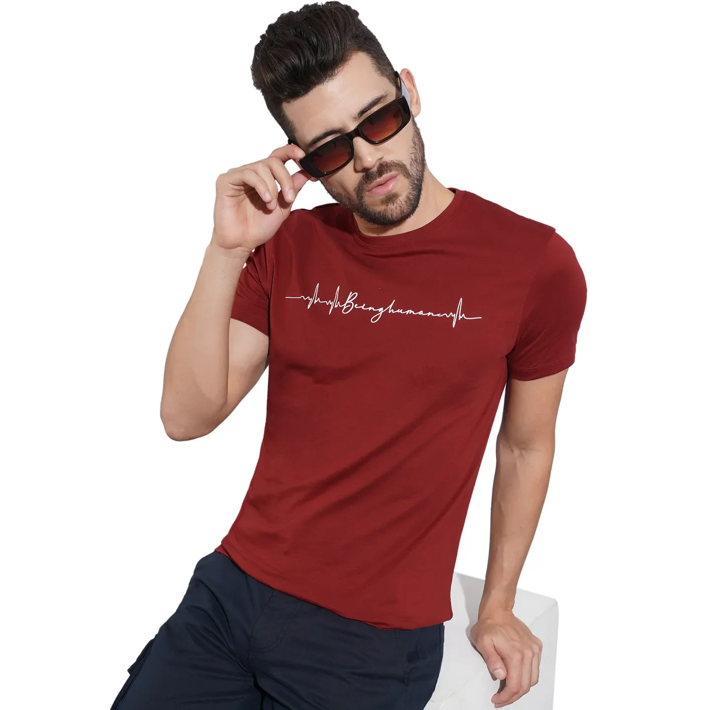 Red Regular Fit Men's Short Sleeves T-Shirt by Being Human Clothing - Image 6