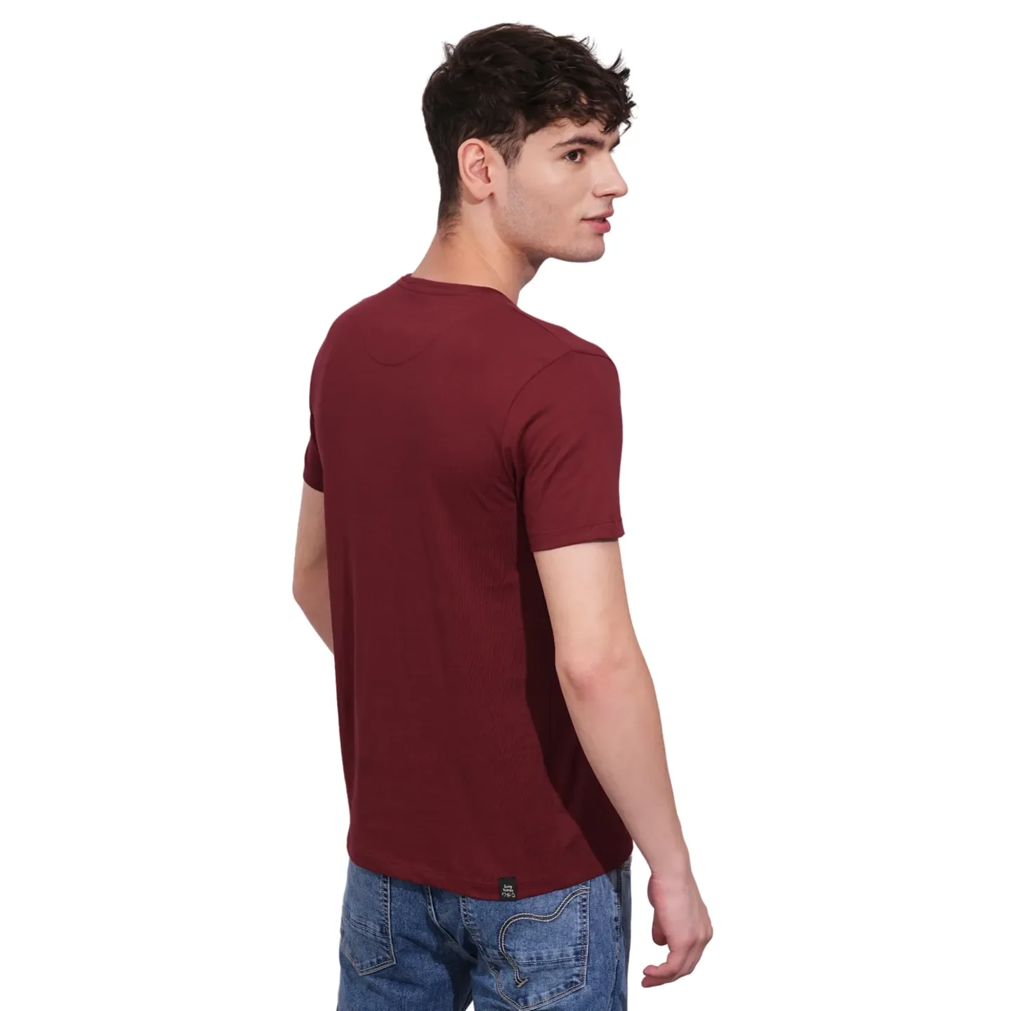 Dark Red Regular Fit Round Neck Men's T-Shirt by Being Human Clothing - Image 3
