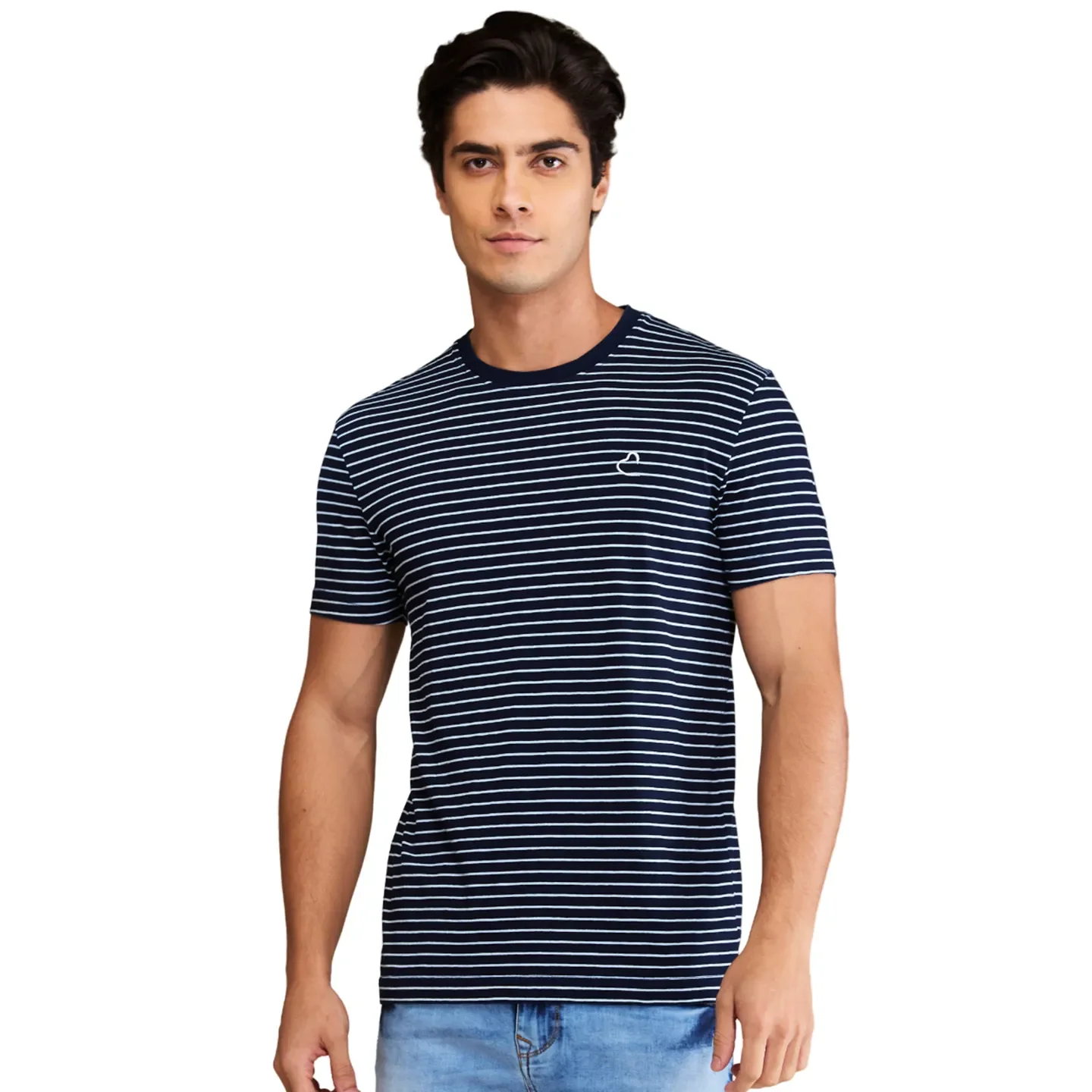 Dark Wash Regular Fit Round Neck Men's T-Shirt by Being Human Clothing