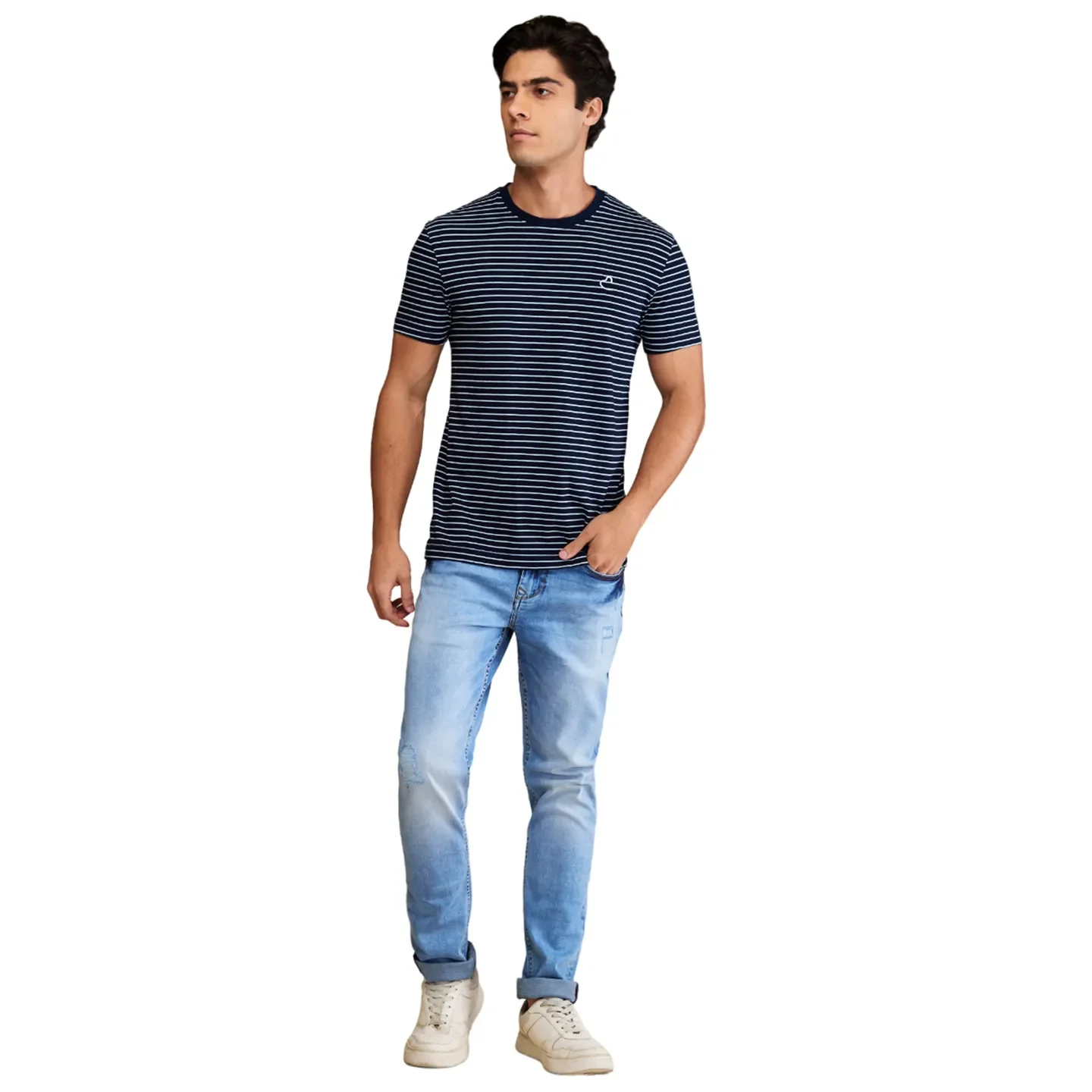 Dark Wash Regular Fit Round Neck Men's T-Shirt by Being Human Clothing - Image 2