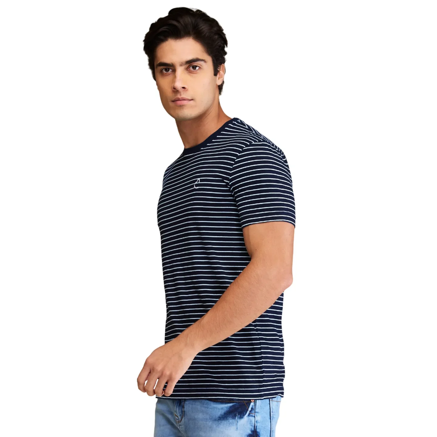 Dark Wash Regular Fit Round Neck Men's T-Shirt by Being Human Clothing - Image 3